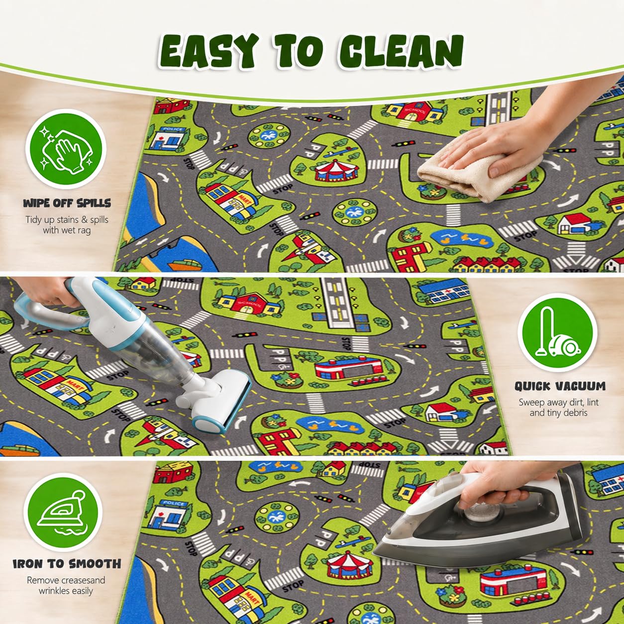 Large Kids Carpet Playmat Rug 32" x 52" with Non-Slip Backing, City Life Play Mat for Playing with Car Toy, Game Area for Baby Toddler Kid Child Educational Learn Road Traffic in Bedroom, Classroom