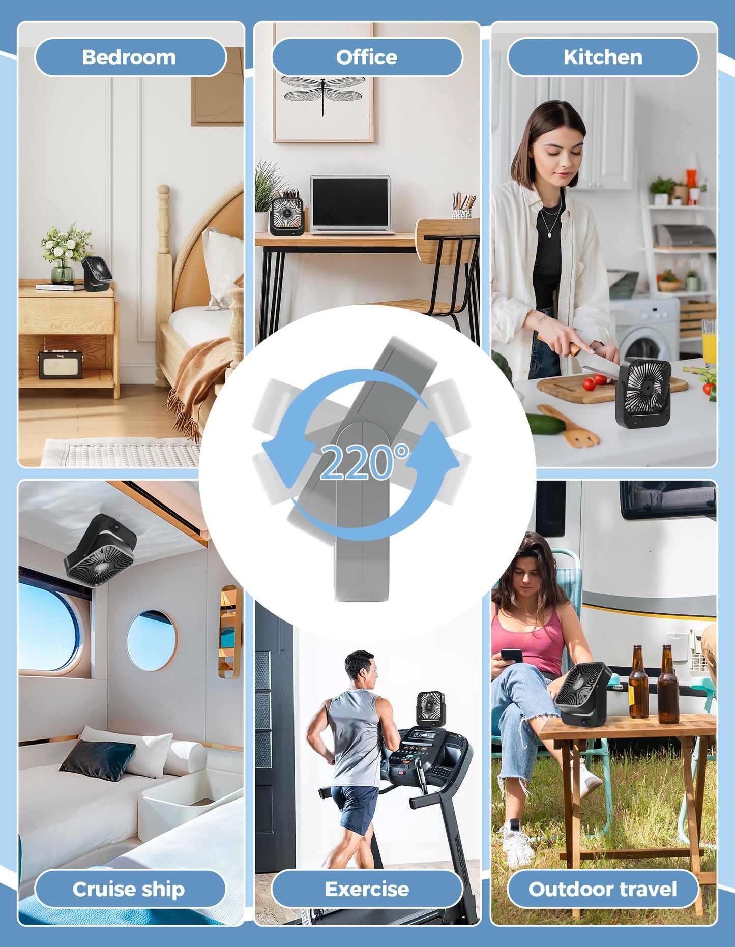 Cruise Ship Approved Magnetic Fan – Portable Rechargeable & Plug-In, 5-Speed Adjustable, Quiet Operation, Up to 12 Hours Battery Life, Perfect for 2025 Cruises