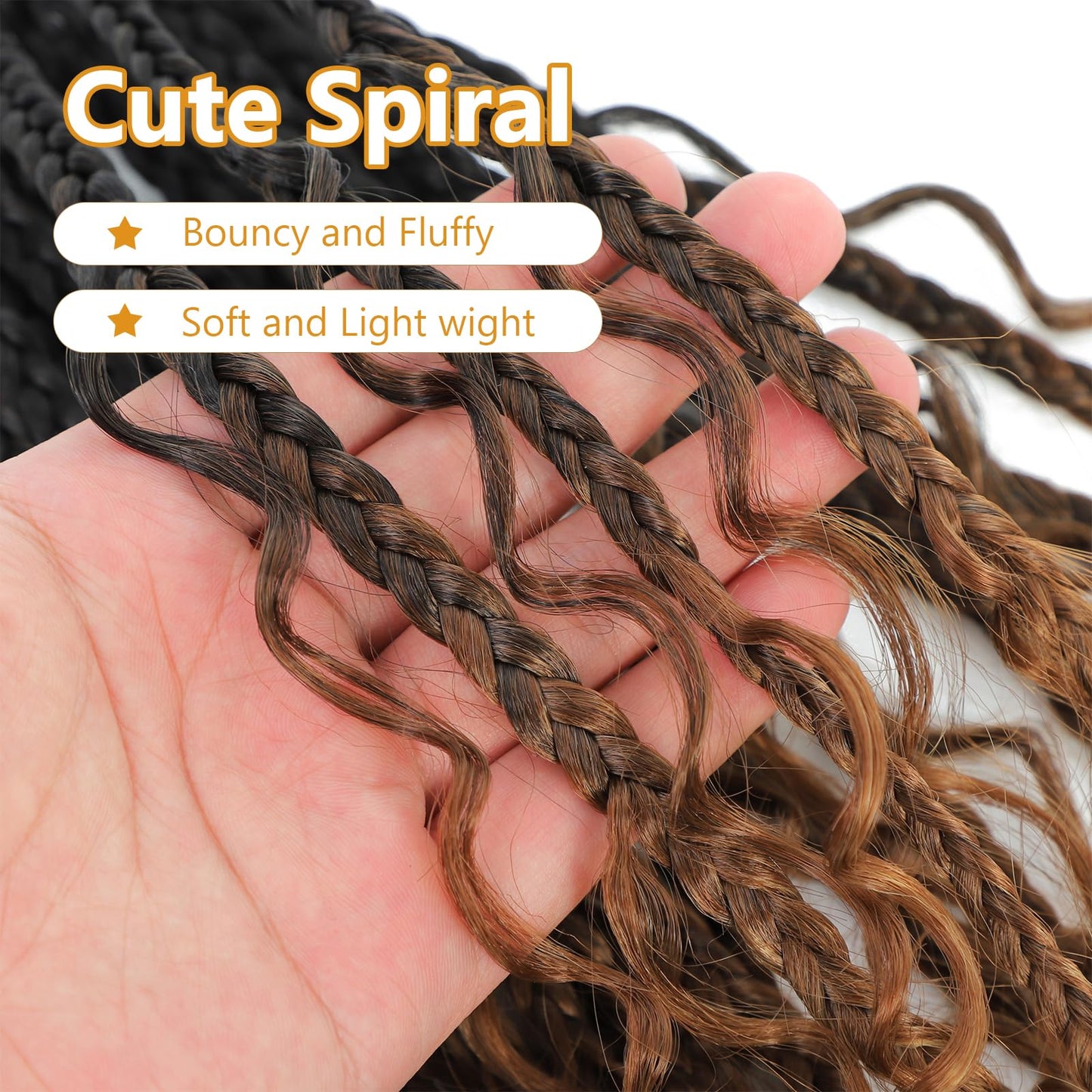 Boho-Häkel-Zöpfe mit lockigen Enden,Häkelhaar, für schwarze Frauen, Göttinnen-Zöpfe, Boho-Zöpfe, Häkelhaar, vorgeschlungen (35.6cm-14 Zoll (8 er pack), 1B/30/27#)