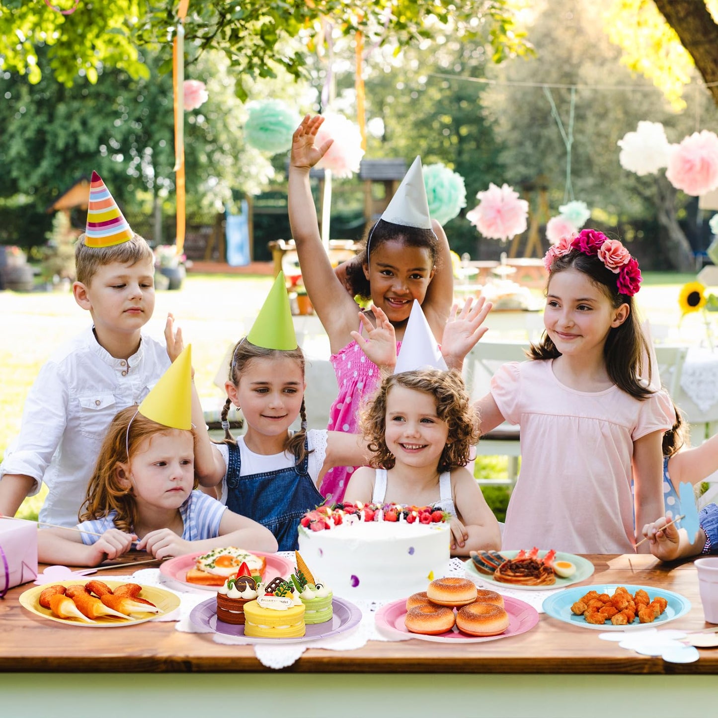 Pasimy 120 Pcs Pastel Paper Plates 9 Inch Easter Dinner Plates Bulk Disposable Rainbow Party Dessert Supplies Round Color Paper Dish for Spring Easter Birthday Rainbow Party Supplies (Pastel)