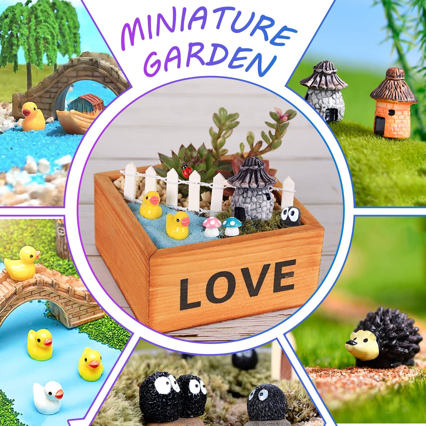 115 Miniature Fairy Garden Accessories, Fairy Garden Kit, Fairy Garden Animals, Miniature Figurines, Micro Landscape Ornaments Kit, for Dollhouse Decoration Plant House Decor