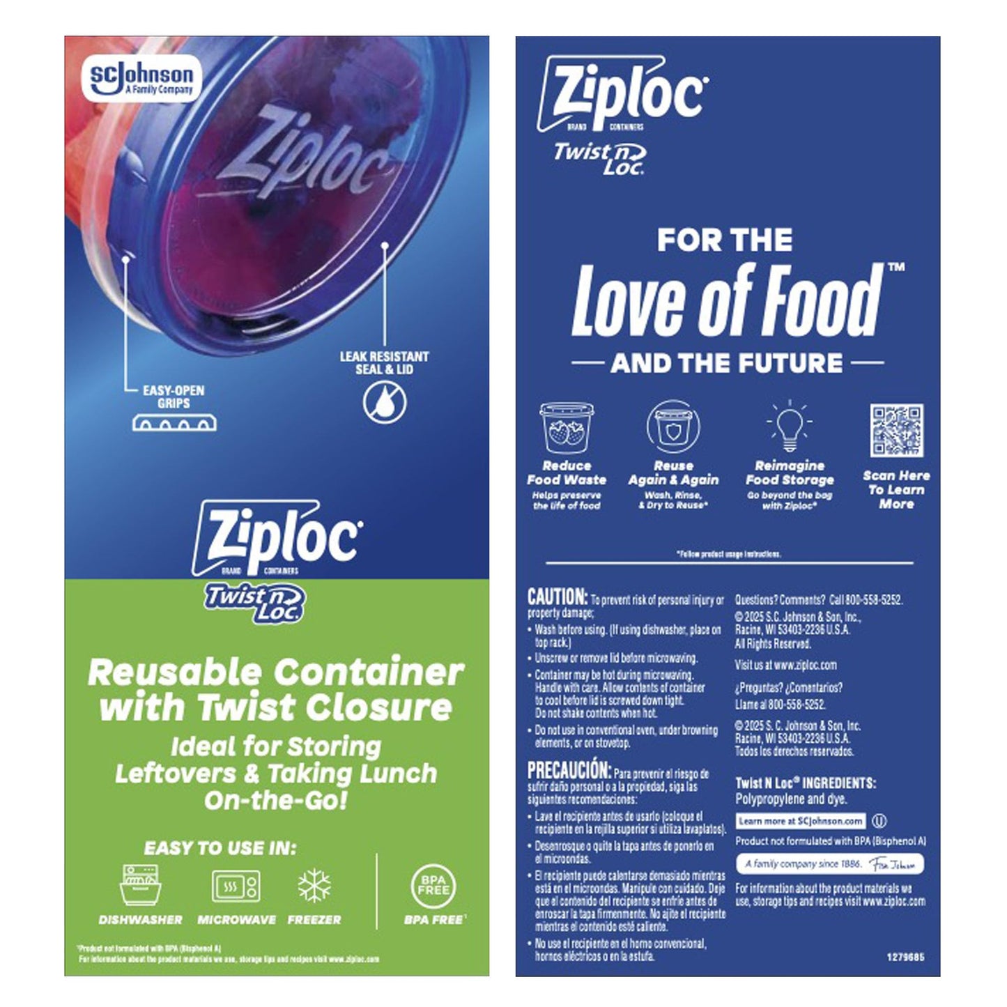 Ziploc Twist 'n Loc Food Storage Meal Prep Containers Variety Pack, Reusable for Lunch and Leftovers, Dishwasher Safe, 9 Count