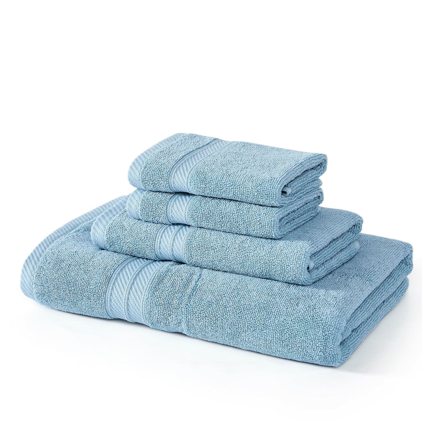 Modern Threads Trefoil Filigree 6-Piece 100% Cotton Towel Set – Reversible Yarn Dyed Jacquard – Includes 2 Bath Towels, 2 Hand Towels, 2 Washcloths – Absorbent, Quick Dry, Soft & Durable – Sky Blue