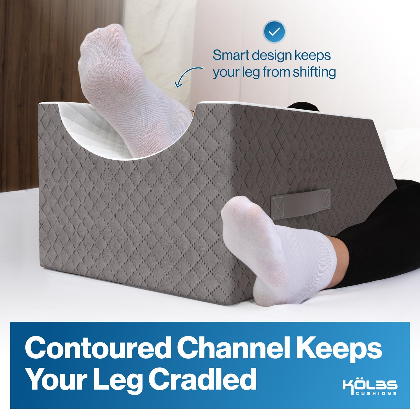 Kӧlbs Single Leg Elevation Pillow | Post Surgery Leg Pillow | Stylish Chic Jacquard Cover | Wedge Pillow for Sleeping | Ankle Knee and Leg Support Pillow for Injury After Surgery