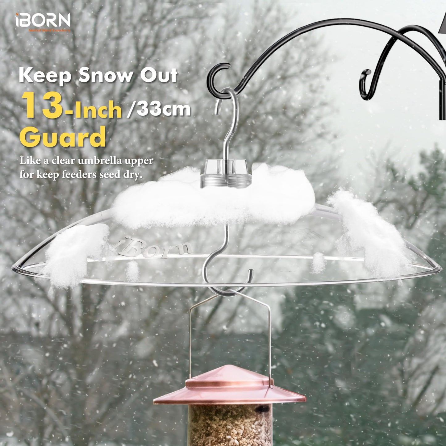 iBorn Baffles for Bird Feeders, 13” Bird Feeder Cover for Rain Guard, Birds Feeders Rain Guard, Full Protection for Feeders for Outdoors, Chew-Proof Polycarbonate, Pack of 2, Transparent
