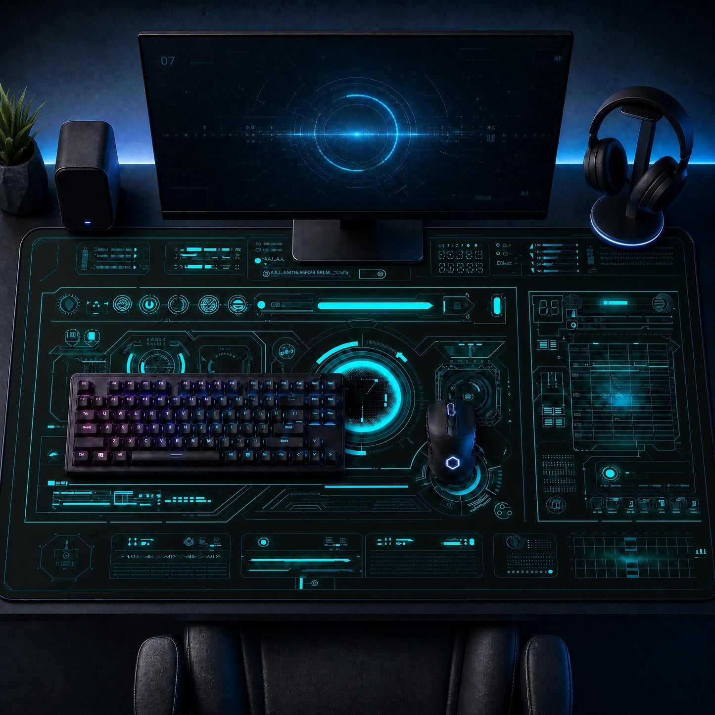 ZOCOZY Large Extended Gaming Mouse Pad, (48" x 24") Big Desk Matt for Desktop, Waterproof Computer Keyboard Mat for Esports Pros/Gamer/Desktop/Office/Home-Cyberpunk Black and Blue
