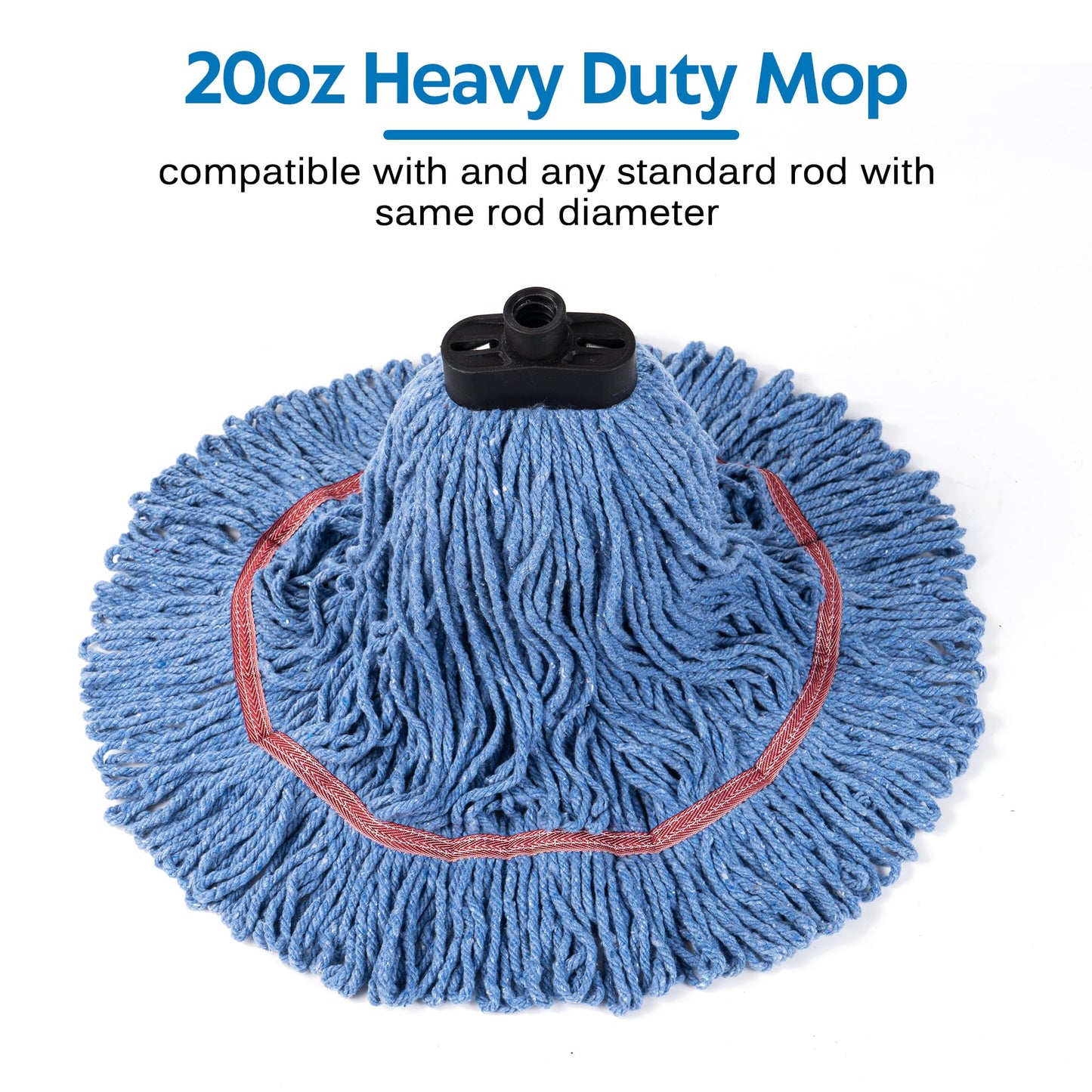 Matthew Large Commercial&Residential Mop Heavy Duty Industrial Mops w/Screw-on handle(Fit Standard American Screw)Looped-End String Wet Cotton Mops for Home,Office,Warehouse - 1 Set&2 Mop Replacements