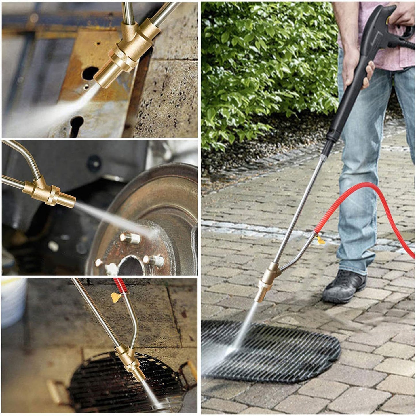 Pressure Washer Sandblasting Kit, Wet Abrasive Sandblaster Attachment, High Pressure 5000 PSL Sand Blaster 1/4 Inch Quick Disconnect Sandblaster Kit, with Replacement Nozzle Tips, Protect Glasses