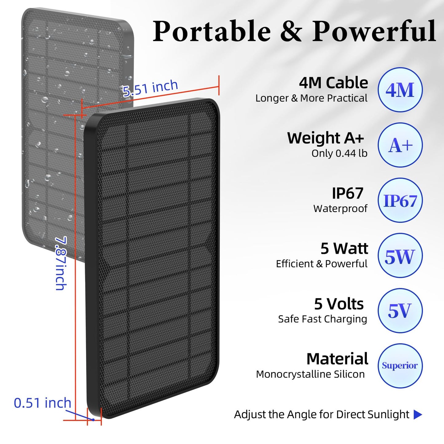 [2 Pack] Solar Panel for Blink Camera Outdoor, Camera Solar Panel Compatible with Blink Outdoor 4(4th Gen) with 13,1ft Calbe, Adjustable Mount (Camera Not Included)