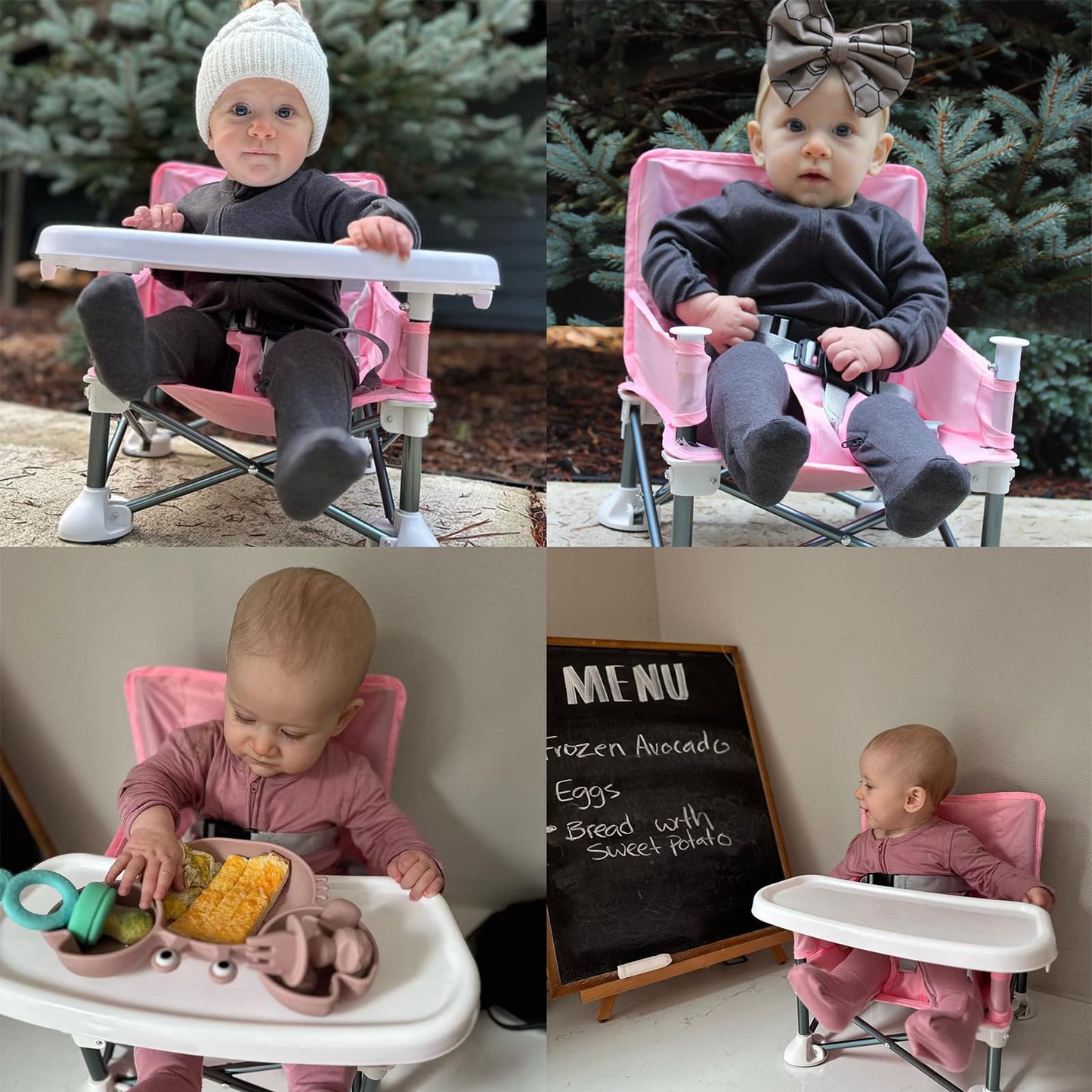PandaEar Portable Baby Seat Travel Chair for Girls| Compact Fold with Straps for Indoor/Outdoor Use| Great for Camping, Beach, Lawn |Toddlers, Kids (Pink)