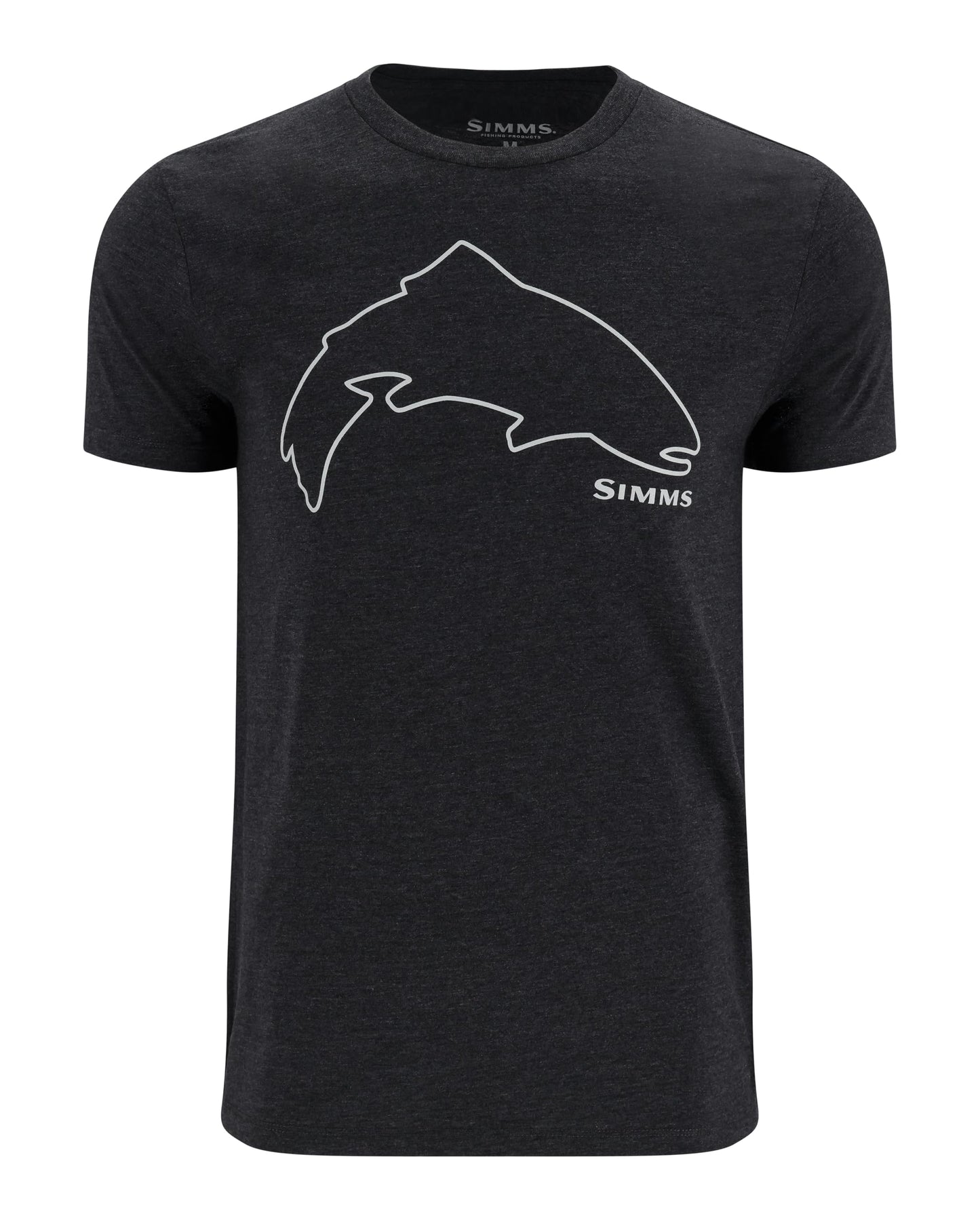Simms Men's M's Trout Outline T-Shirt, Dark Gunmetal Heather, XX-Large