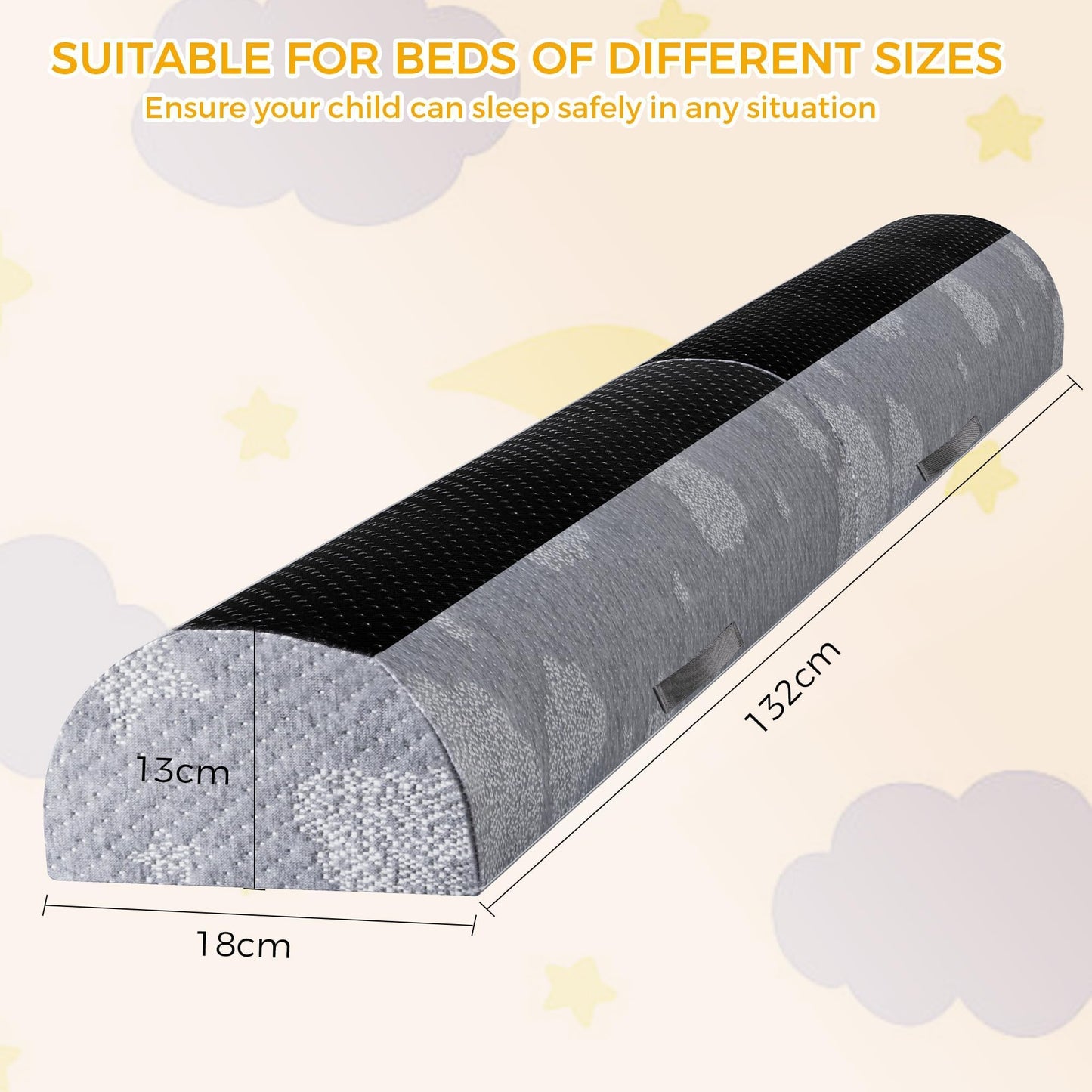 Kohentact Bed Rail Bumpers for Toddlers - Foam Bed Bumper Guard with Dual Non-Slip Pads Waterproof Washable Soft Removable Cover Safe Bed Rail for Toddlers, Kids Seniors