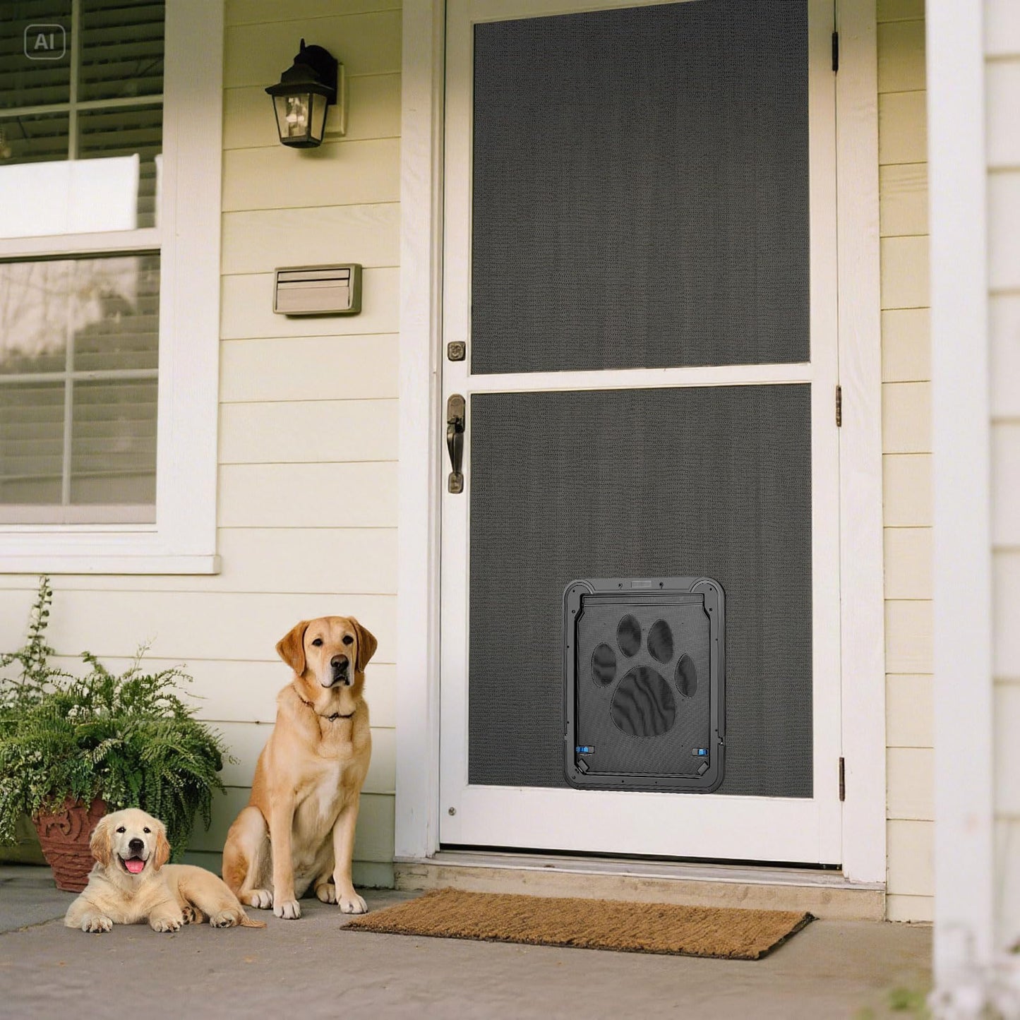 Ownpets Pet Screen Door, Magnetic Flap Screen Automatic Lockable Black Door for Small Dog and Cat Gate,Easy to Install (Large 12" x 14")