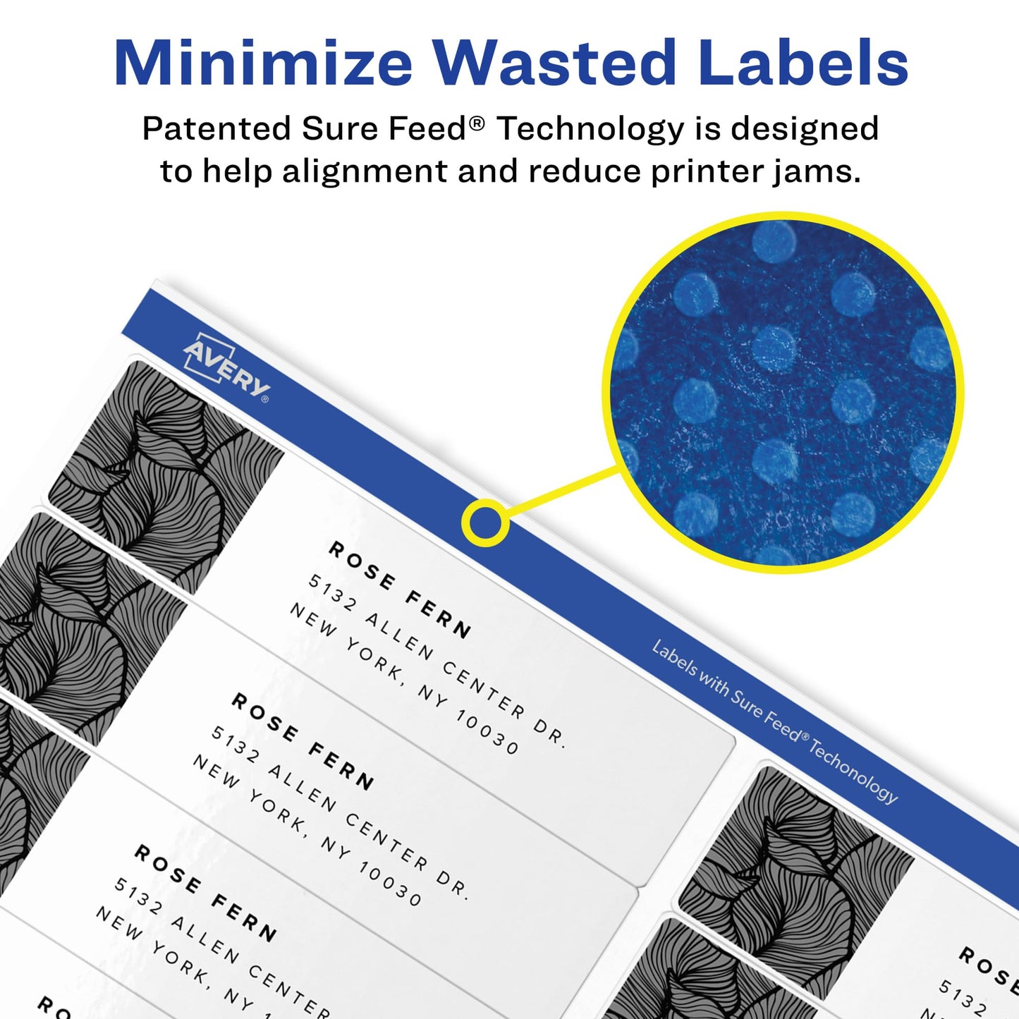 White Easy Peel Address Labels with Sure Feed, Laser,