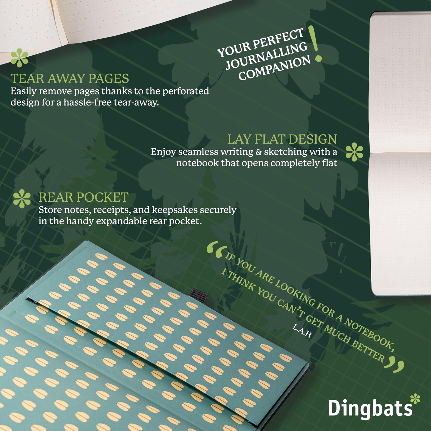 Wildlife A4 Lined Notebook - Extra Large Hardcover PU Leather Journal - for Work, Travel - Pocket, Elastic Closure, Pen Holder, Bookmark