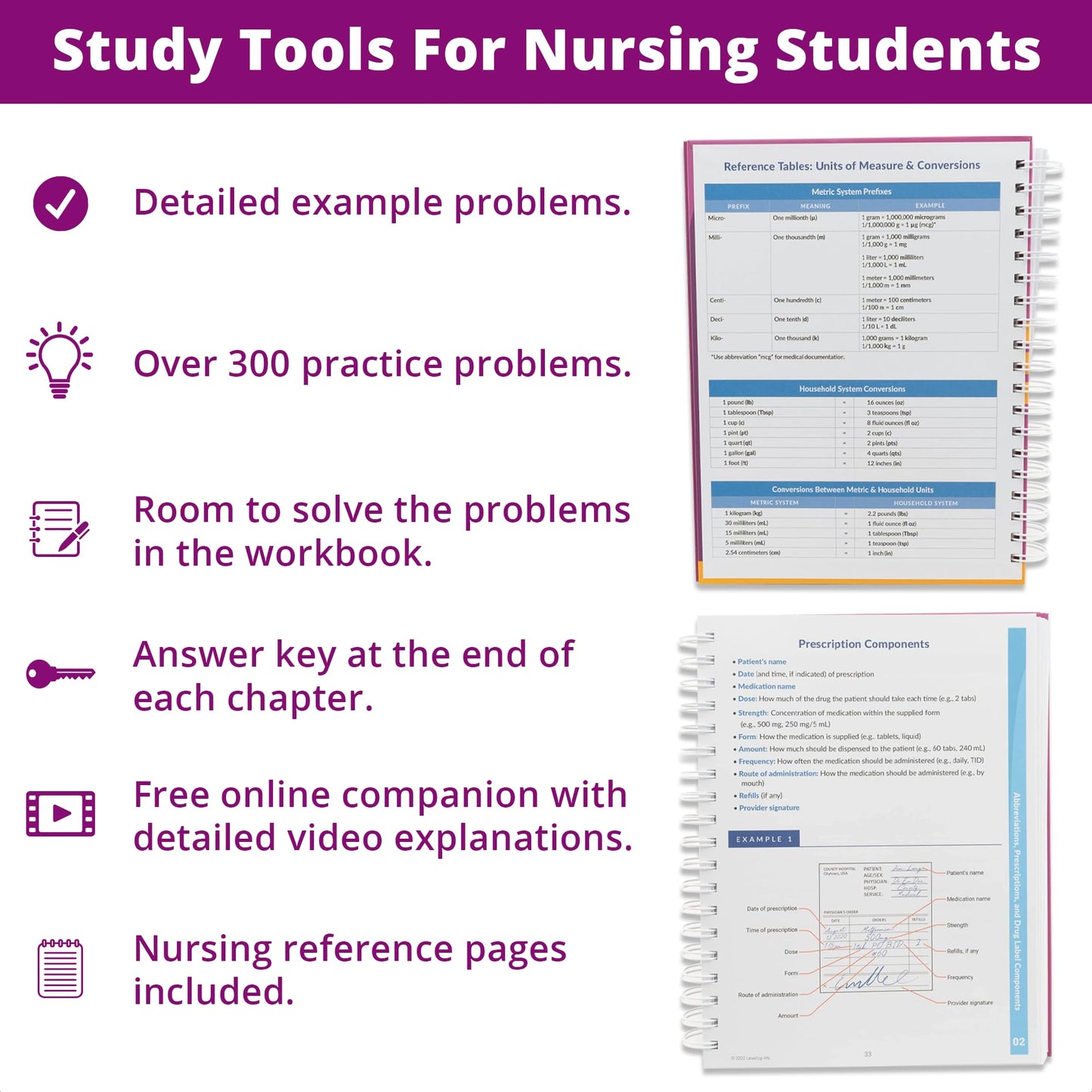 Dosage Calculation Workbook - Includes Online Digital Companion Explanation Videos and Answers - 2026-2027 NCLEX ATI HESI Test Preparation by Level Up RN