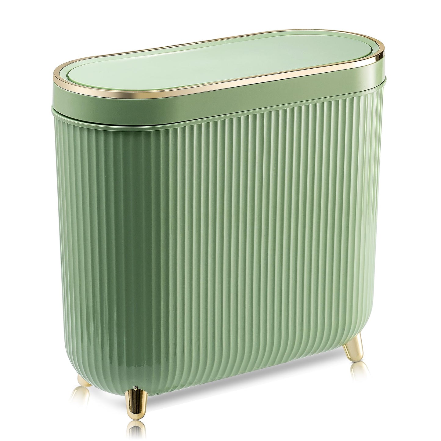 Supteron Bathroom Trash Can with Lid 3.2 Gallon Narrow Trash Can Small Plastic Trash Bin 12 Liter Rectangular Plastic Garbage Can with Press Type Lid for Bedroom Bathroom