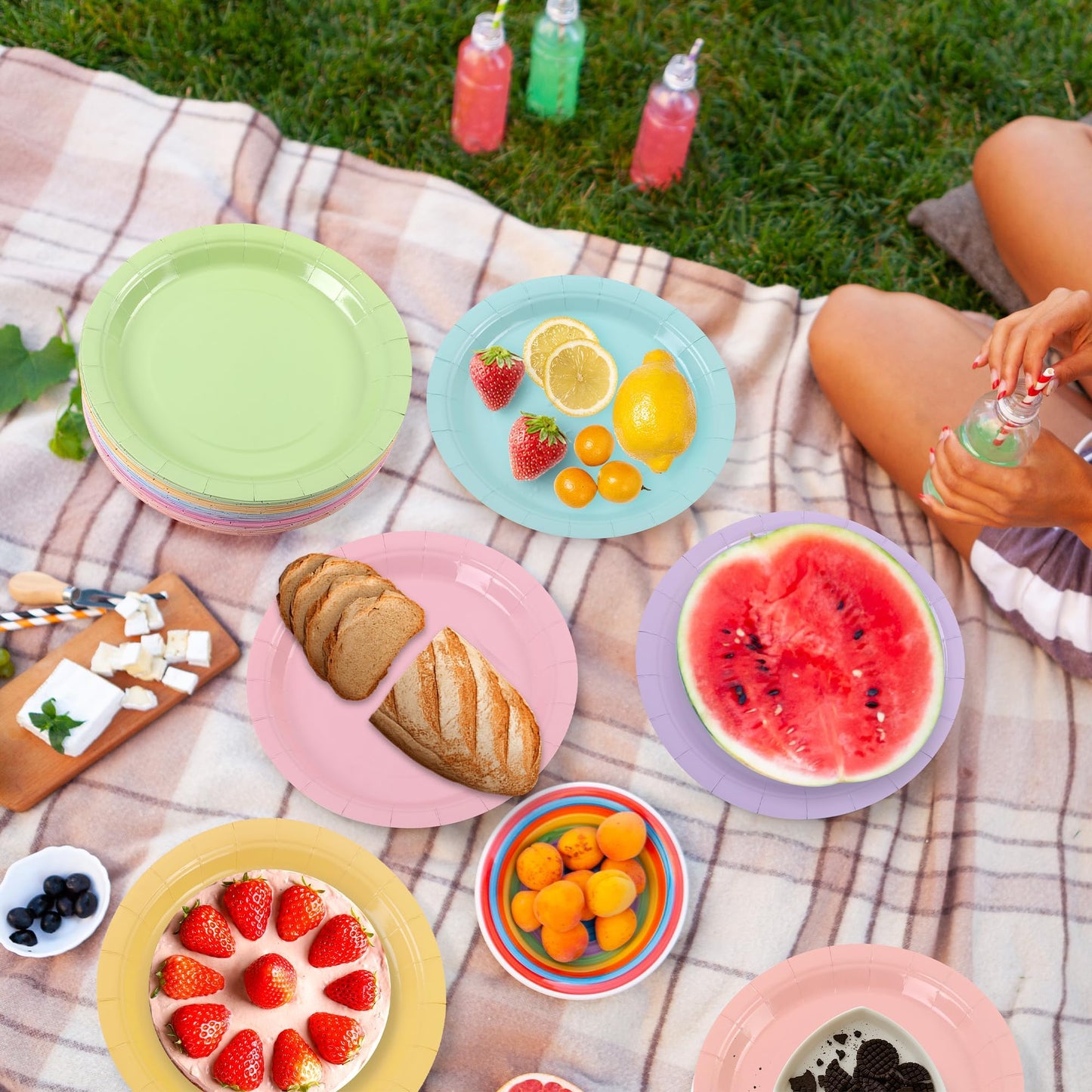 Breroa 72 Pieces 9 Inch Pastel Rainbow Paper Plates Disposable Heavy Duty Paper Plate Sustainable Dinner Dessert Plate Decorative Plates Bulk for Parties, Holidays, Picnics