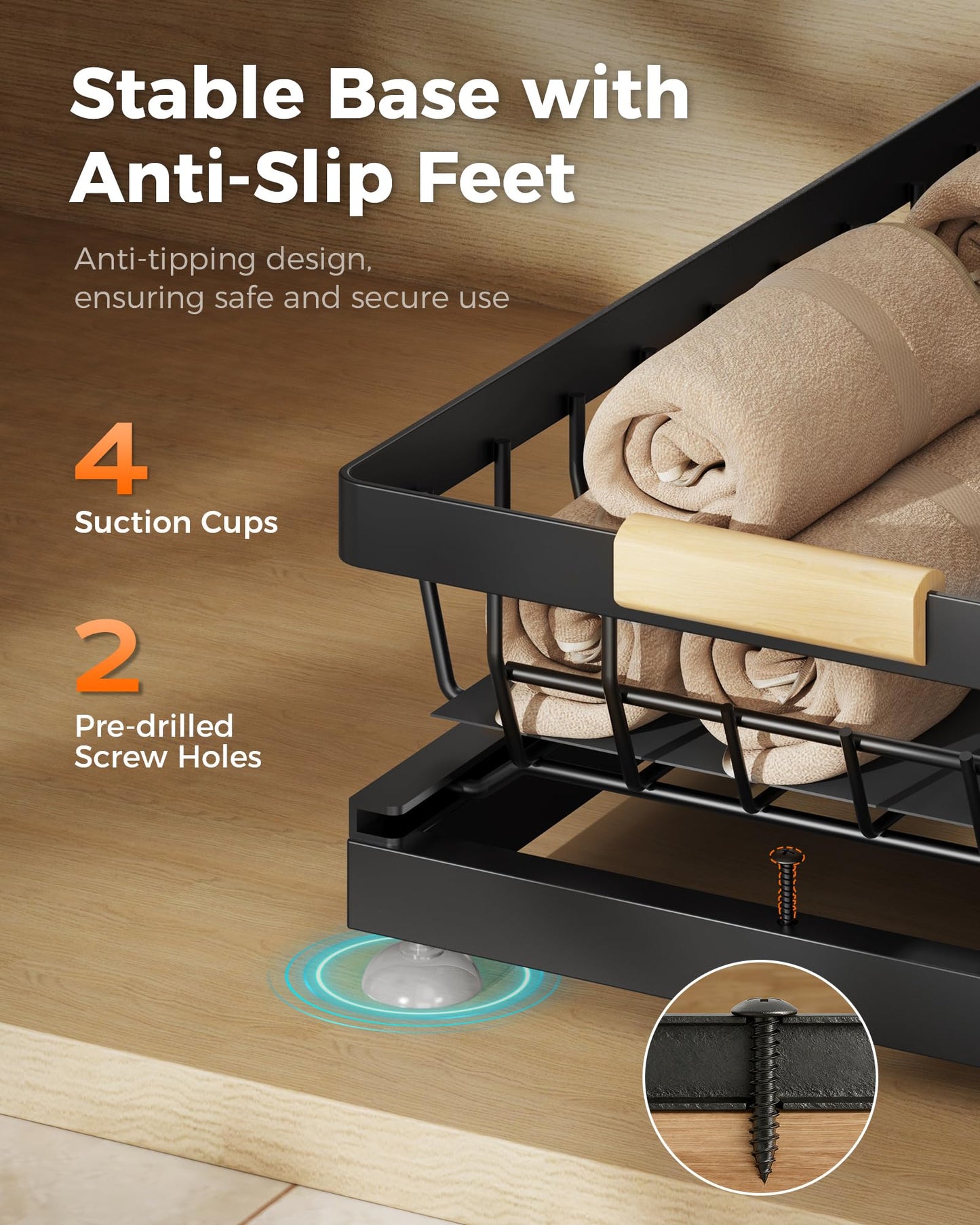 Sevenblue 3 Pack Under Sink Organizer, Height Adjustable 2 Tier Metal Under Kitchen Sink Organizer, Multi-Purpose Storage Shelves for Kitchen Bathroom Cabinet (Black)