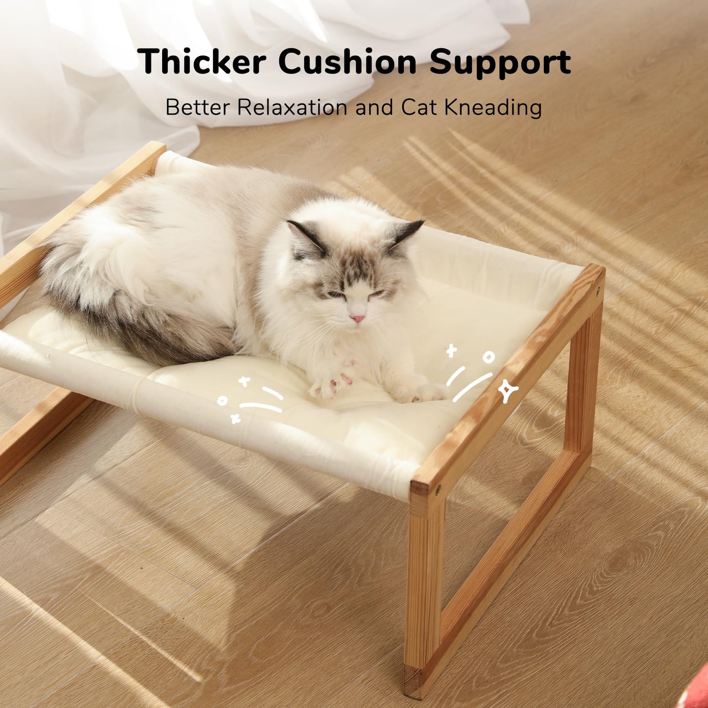 FUKUMARU Cat Bed, Plush Velvet Cat Beds for Indoor Cats, Wooden Cat Hammock, 20 x 16 Inch Cat Couch, Suitable for Cats, Dog, Bunny, Rabbit, Kitten and Small Animal