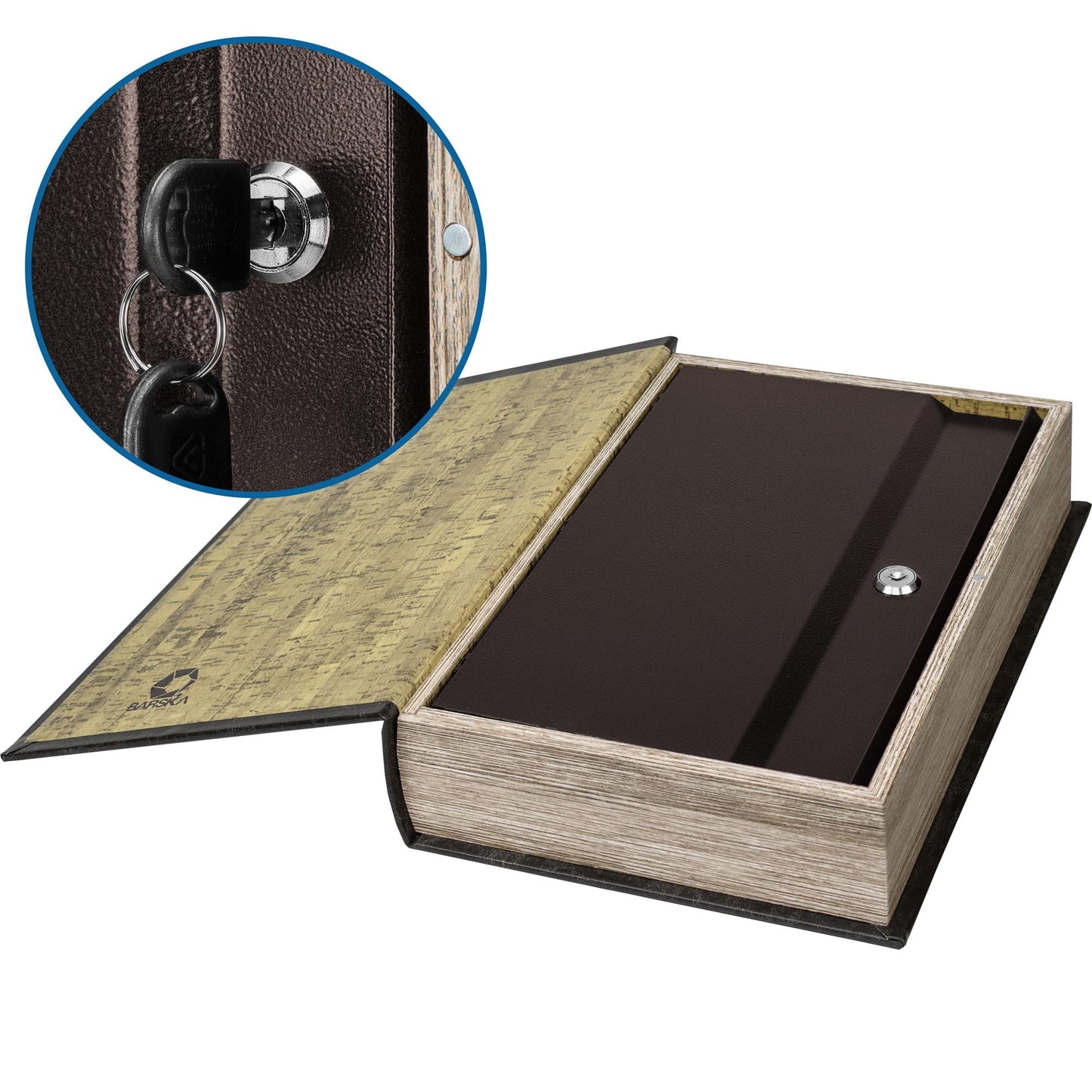 Barska Large Antique Book Safe with Key Lock – Hidden Diversion Lock Box with Magnetic Closure – Concealed Steel Compartment for Cash, Jewelry, and Valuables – Home or Office Security