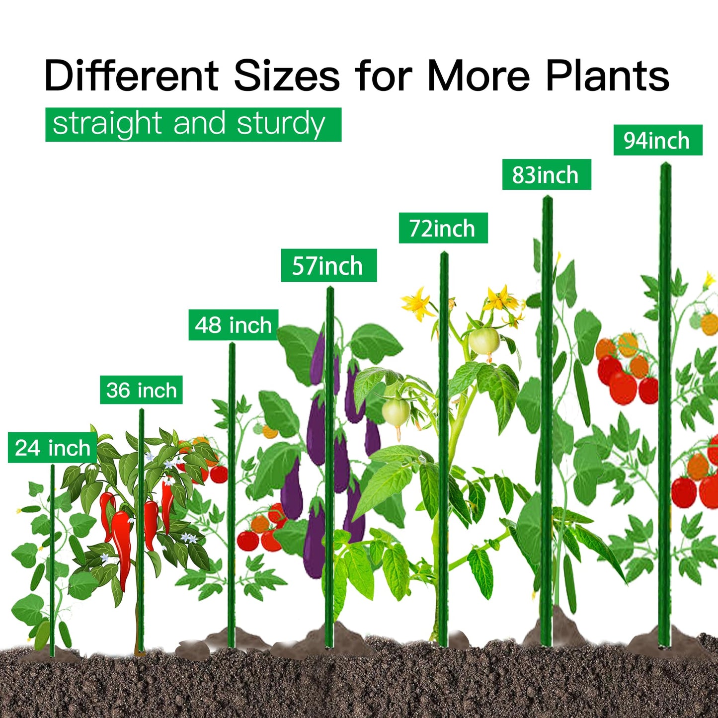 30pcs Garden Stakes 3FT, Steel Plant Stakes 4 Feet for Gardening and Farm, 48 Inch Plastic Coated Plant Support for Tomatoe, Cucumber, Bean, Flower, Tree Potted and Climbing Plants, 30 Pack of 3 Feet