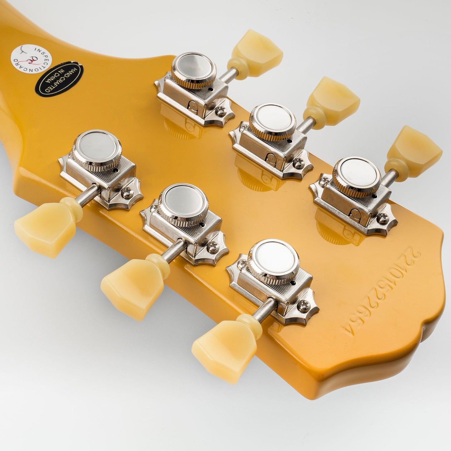 Musiclily Pro 3L+3R Vintage Guitar Locking Tuners Guitar Tuning Pegs Keys Machine Heads Set Replacement for Les Paul LP SG Style Electric or Folk Acoustic Guitar, Nickel with Cream Keystone Button