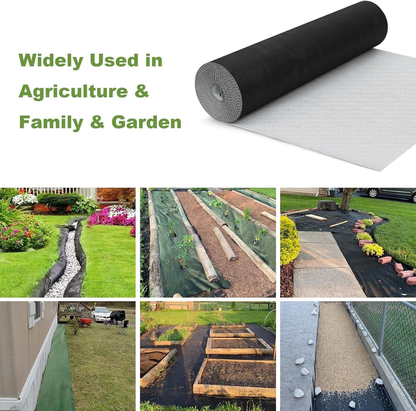 ENONGARDEN Non-Woven Weed Barrier Landscape Fabric, 5.8oz Heavy-Duty Garden Ground Cover White Weed Control Mat, Weed Blocker Mats Easy Setup for Yard, Garden Bed, Orchard, Farm, Fruit Trees