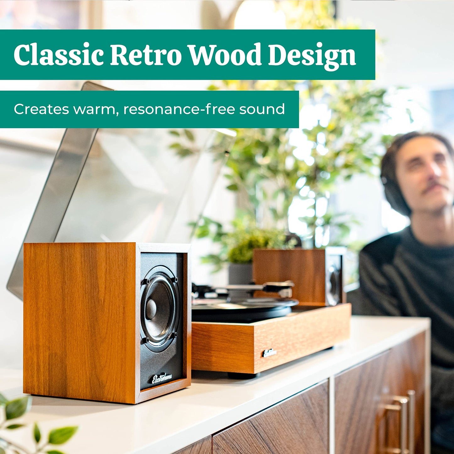 Electrohome Huntley Powered Bookshelf Speakers with Built-in Amplifier and 3" Drivers for Turntable, TV, PC and Wireless Music Streaming Featuring Bluetooth 5, RCA and Aux (EB10)