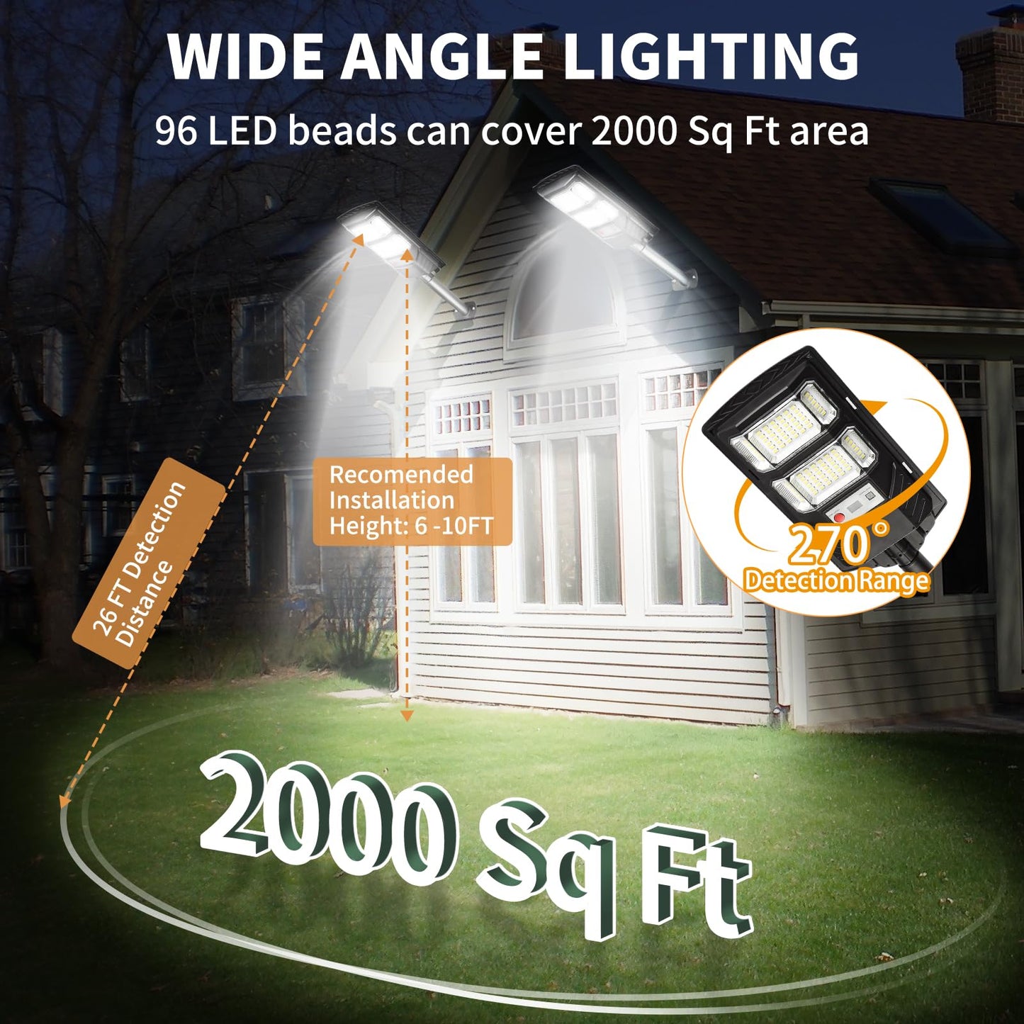 Solar Flood Lights Outdoor 2 Pack Waterproof Dusk to Dawn Solar Powered Street Lights Motion Sensor Wide Angle Security Wall Mount Lamp Remote Control for Backyard Parking Path