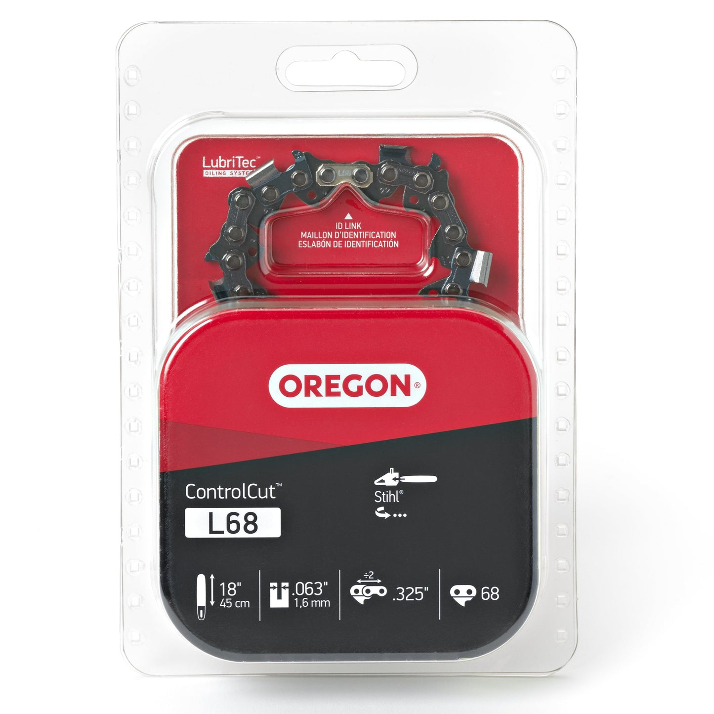 Oregon L68 ControlCut Chainsaw Chain for 18-Inch Bar - 68 Drive Links – low-kickback chain fits several Stihl models