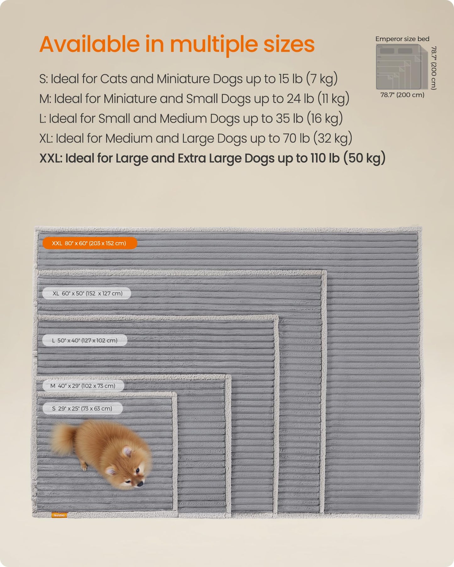 Feandrea Waterproof Dog Blanket, XL, 203 x 152 cm, Pet Blanket for Large and Extra Large Dogs, Machine Washable, Reversible Dog Couch Cover Protector, Dove Gray and Light Gray UPPB038G01