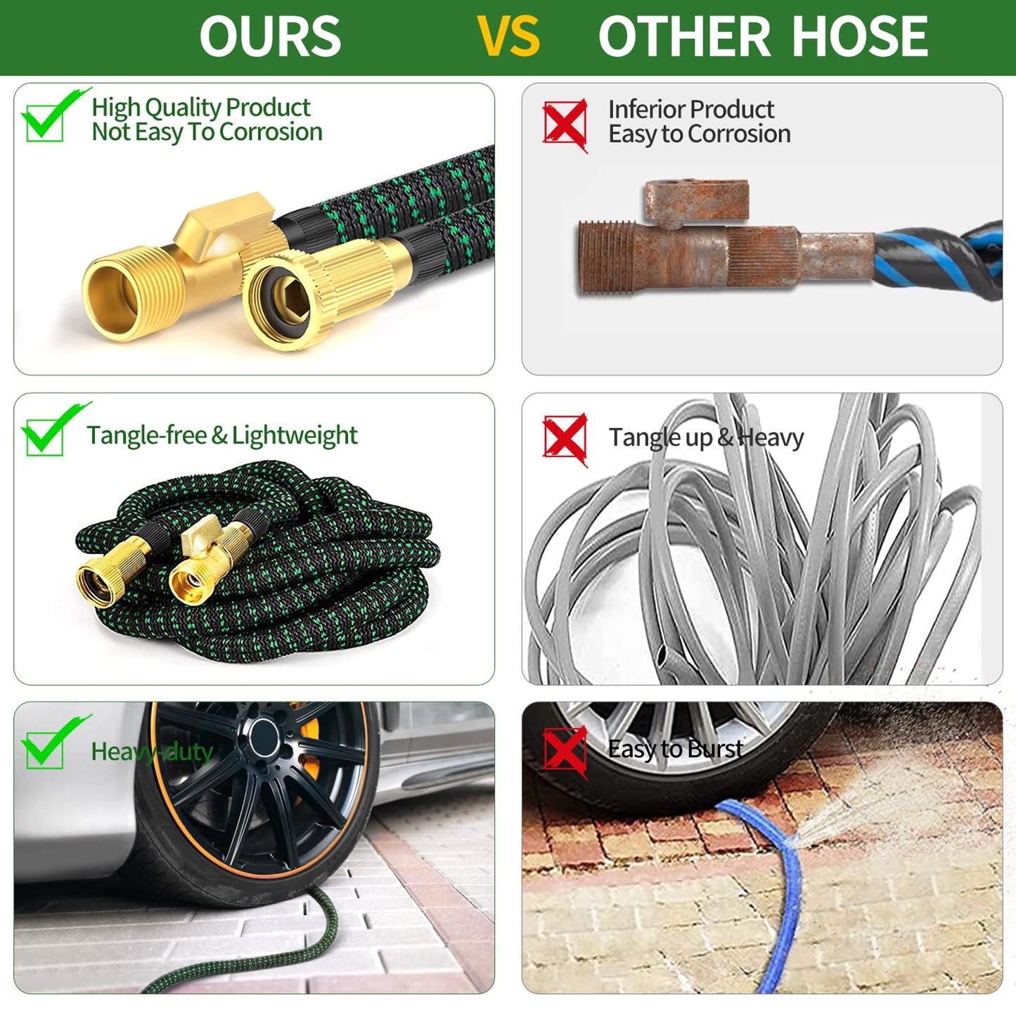 100 FT Garden Hose Expandable Hose - All New 2026 Flexible Water Hose with 10 Functions Spray Nozzle - Car Wash Hose with Solid Brass Connector, Leakproof Lightweight Expanding Pipe for Yard,Outdoor