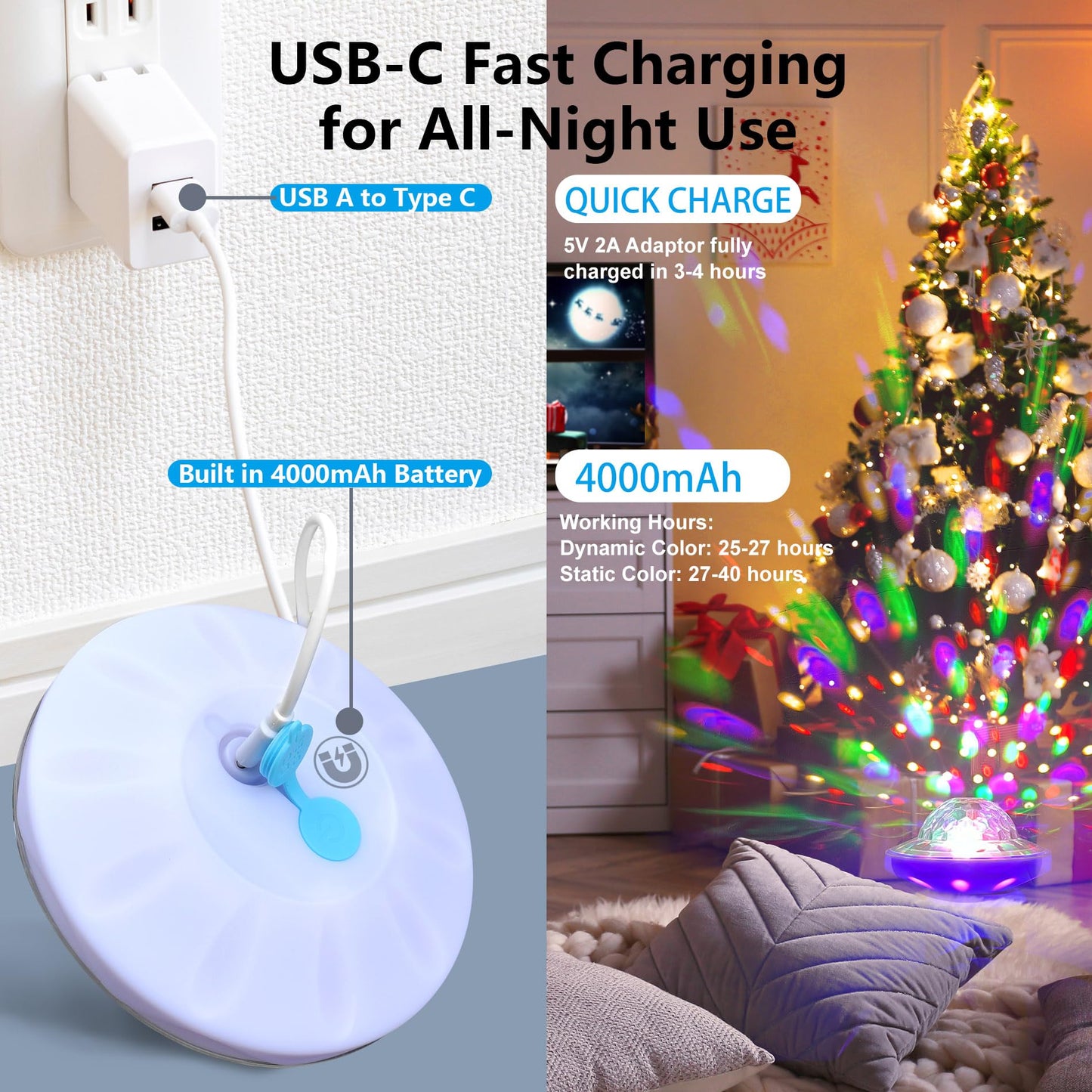 Rechargeable Floating Pool Lights (1 Pack) - Pool Lights with Vibrant RGB Colors, IP68 Waterproof Floating Lights, Upper and Lower Color Changing Led Lights for Pools, Hot Tubs and Garden
