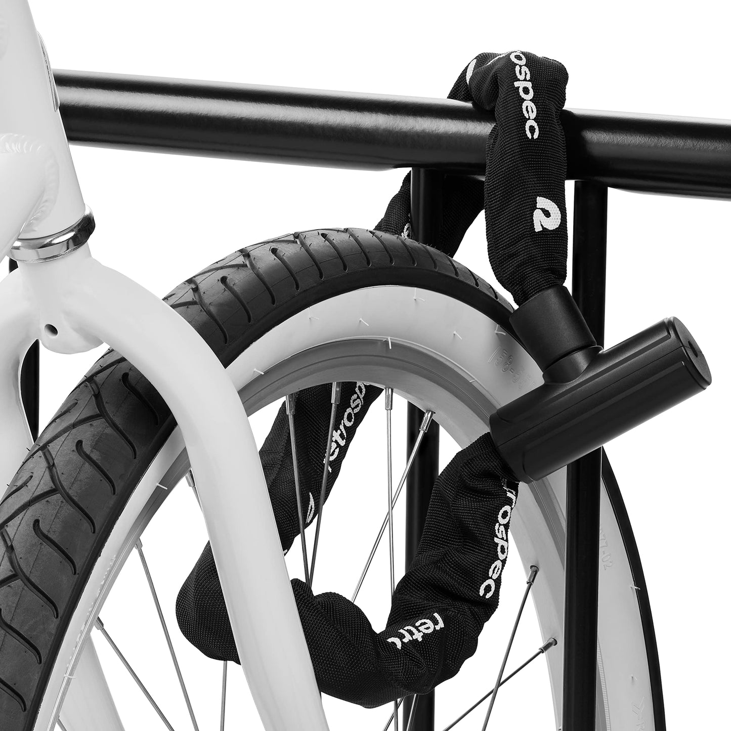 Retrospec Hero Plus Bicycle Chain Lock with Key, Heavy Duty Anti-Theft Bike Lock, 10mm 3' Cut Resistant 3T Manganese Steel Chain and Weather Resistant Nylon Sleeve