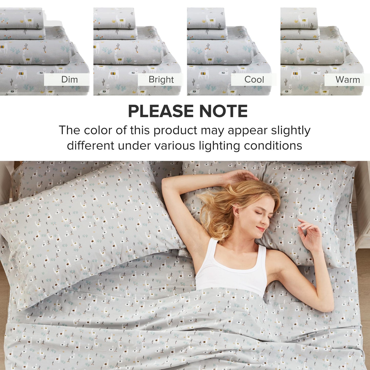 Comfort Spaces 100% Cotton Sheets Queen, Breathable, Naturally Cool Cotton Sheets, Soft Cotton Bed Sheets with 14" Elastic Pocket Fits up to 16" Mattress, All Seasons Sheet Set, Lama Multi 4 Piece