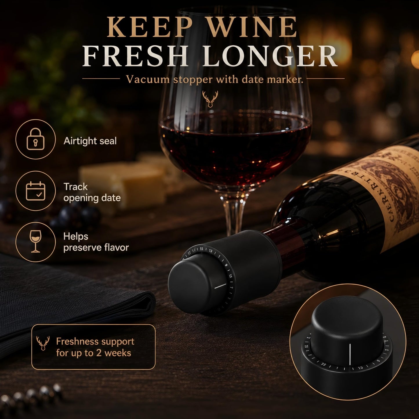 4-in-1 Electric Wine Opener Set – Rechargeable Automatic Corkscrew, Foil Cutter, Aerator & Vacuum Stopper, Wine Accessories Gift Set for Dad, Father’s Day Gifts for Men, Husband, Wine Lovers