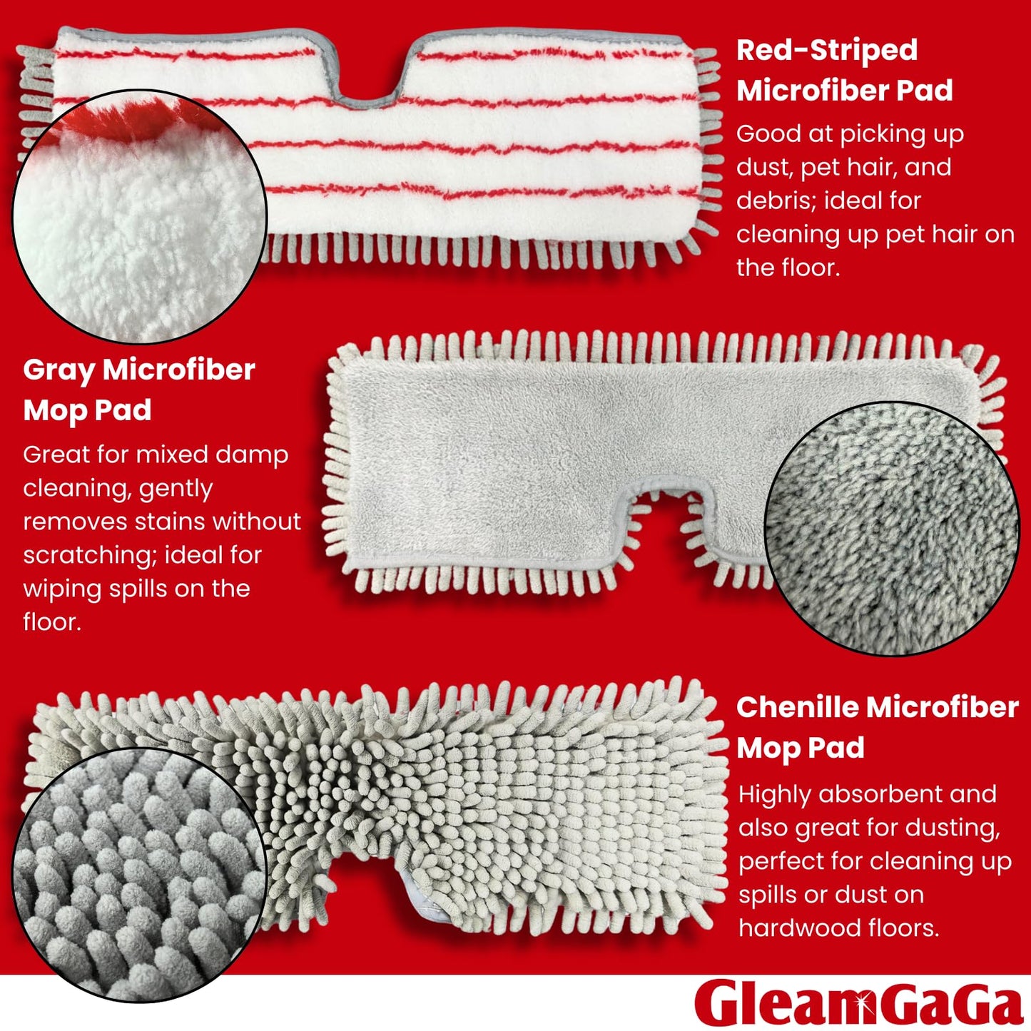 Microfiber Flip Mop, GleamGaGa Flat Mop with Stainless Steel Handle,Mops for Floor Cleaning and 4 Reusable Washable Mops Pads,Wet & Dry Dust Mopping for Hardwood,Vinyl,Laminate,Tile , Marble Cleaning