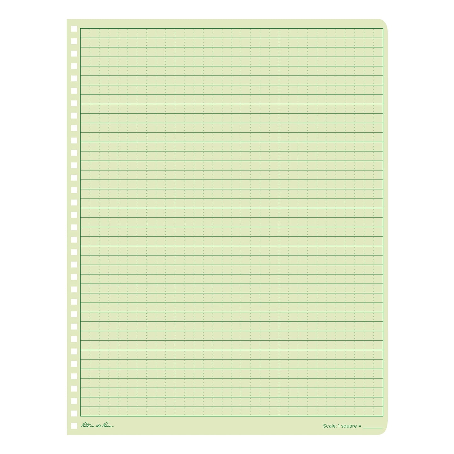 Rite in The Rain Weatherproof Side Spiral Notebook, 8.5" x 11", Green Cover, Universal Page Pattern (No. 973-MX)