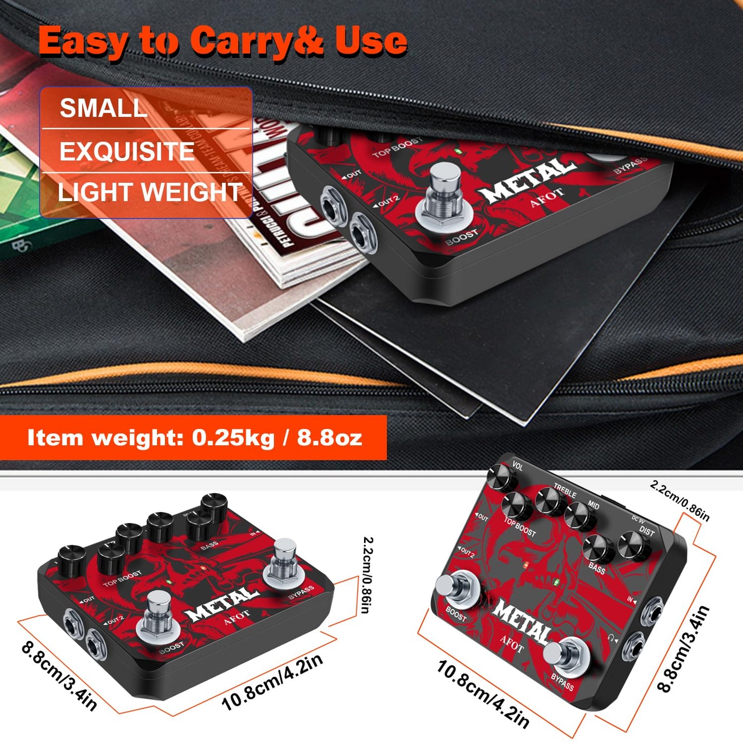 AFOT Heavy Metal Guitar Distortion Pedal Creates Metal Rock Punk Sound Muff Top Boost Distortion Pedal Black Metal Distortion