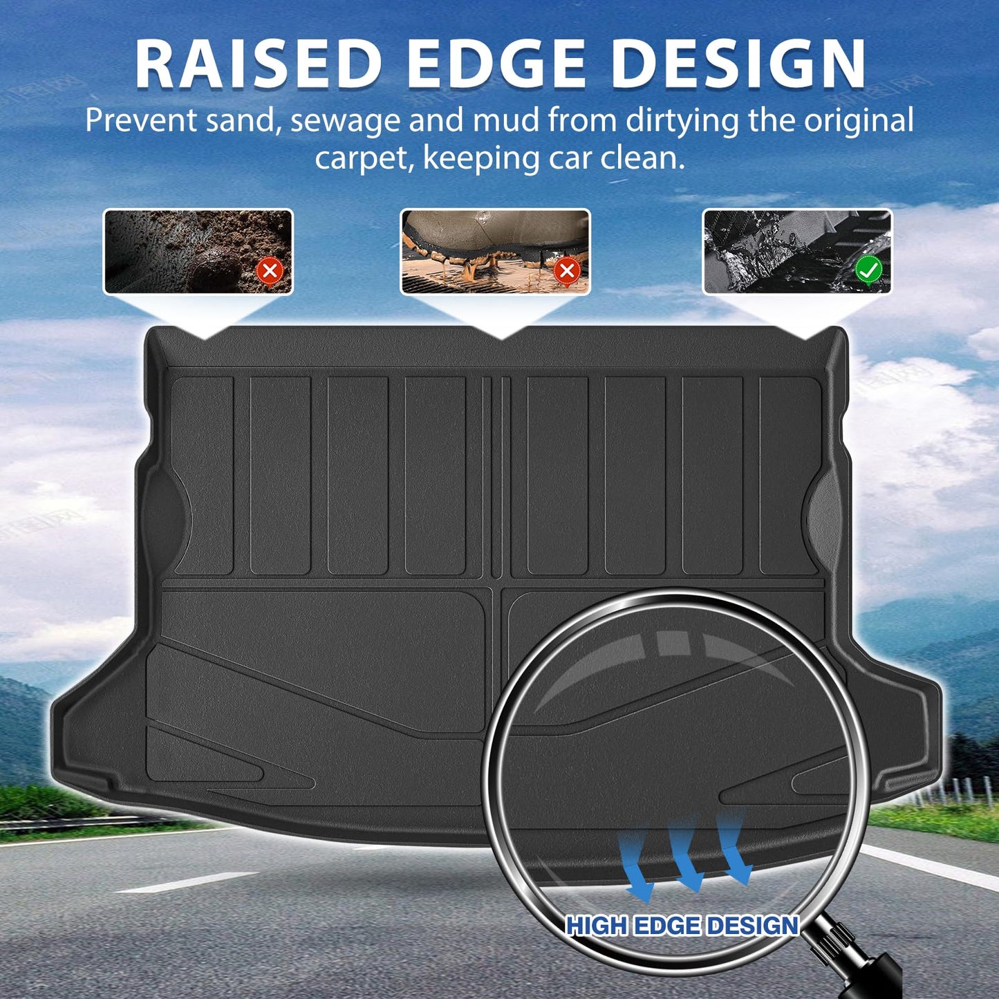 FIILINES Cargo Mat for 2024-2026 Subaru Crosstrek/Impreza Trunk Mat All Weather Waterproof Odorless Trunk Cargo Liner Crosstrek Impreza Accessories Black