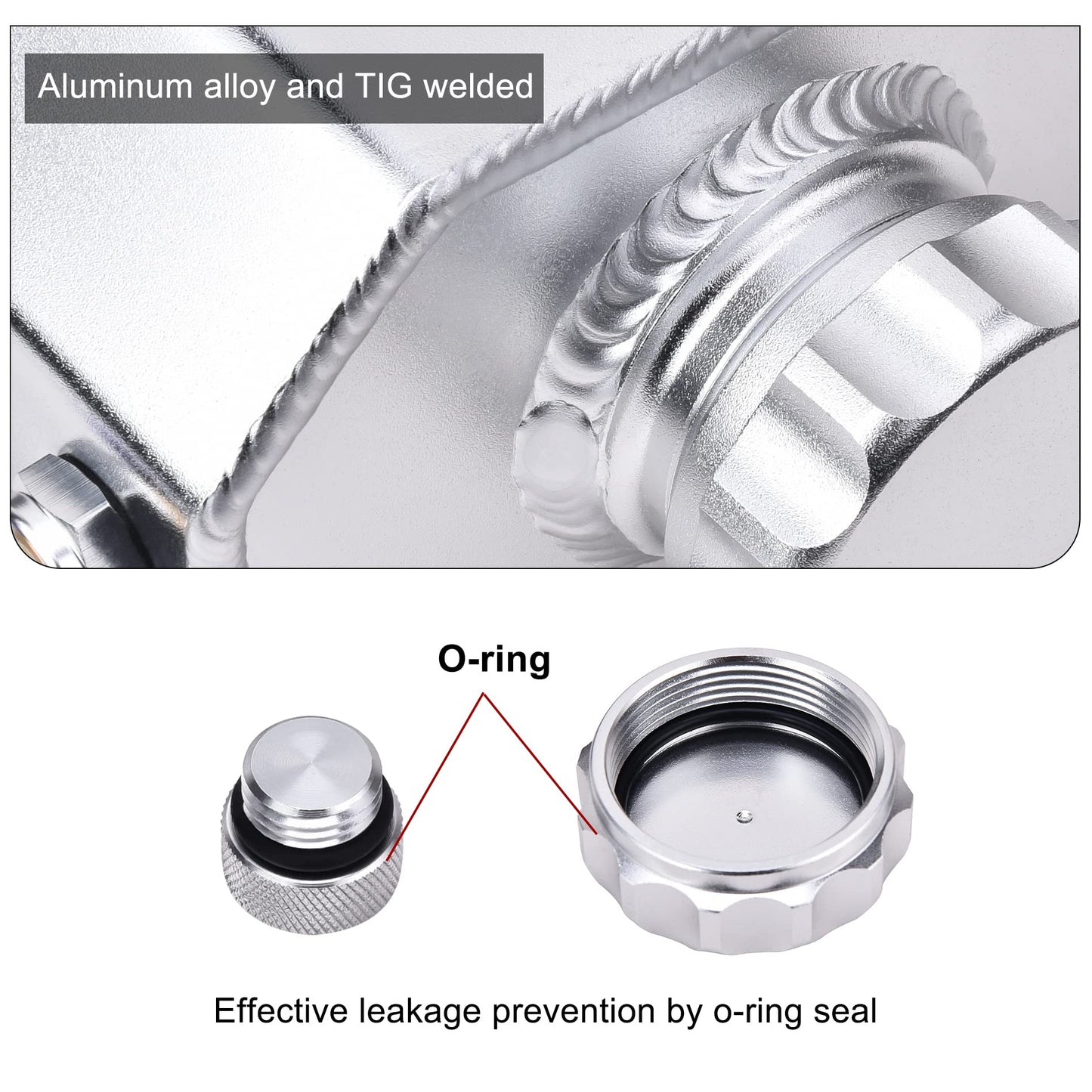 EVIL ENERGY Overflow Tank,Coolant Radiator Tank,Reservoir Expansion,Universal 1L Aluminum Silver