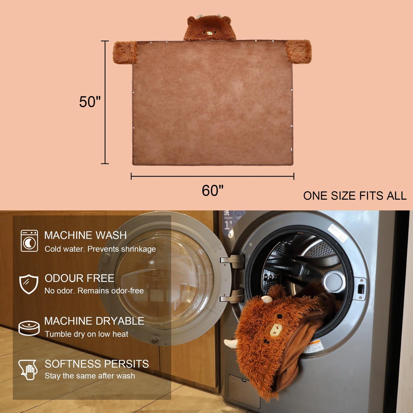 TOYSYM Highland Cow Hoodie Wearable Blanket Fluffy Highland Cattle Blankets 50 X 60" 860g Comfy Fuzzy Hooded Throw Blanket Christmas Birthday Gifts for Women 30S Mom Girlfriend Teen Girl Gifts