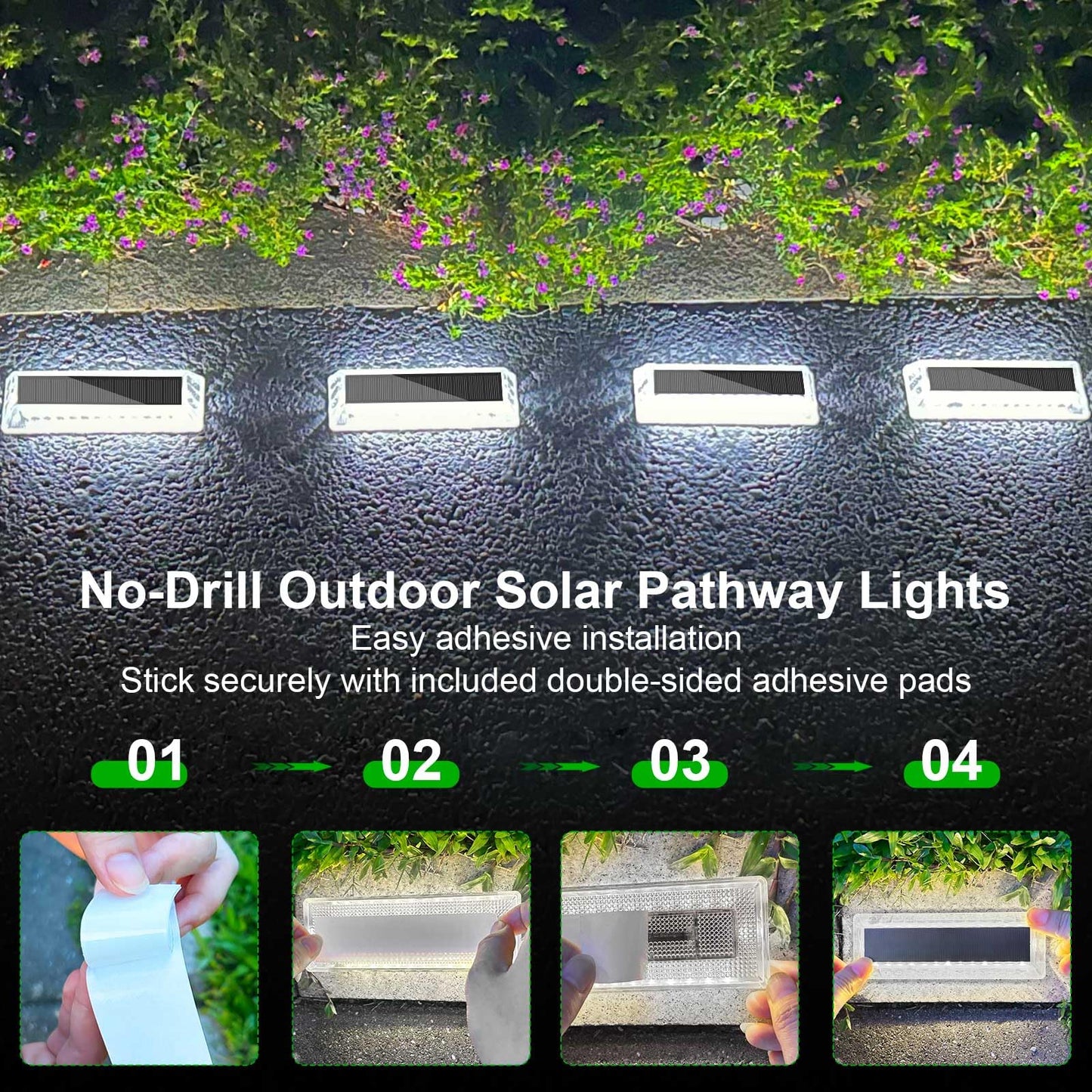 Lacasa Solar Deck Lights, 8 Pack Solar Lights Outdoor Waterproof IP68, Solar Powered Pathway Yard Driveway Step Landscape Lights, LED Lighting 50LM for Garden Path Walkway Stair Patio, Cool White