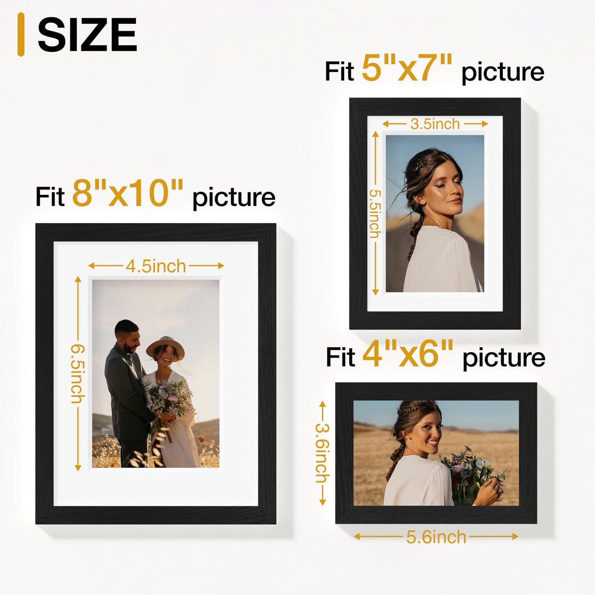 Vittanly 15 Pack Black Picture Frames Gallery Wall Frame Set for Mounting or Tabletop Display, Multi Sizes Collage Photo Frames Including 3pcs 8x10, 6pcs 5x7, 6pcs 4x6