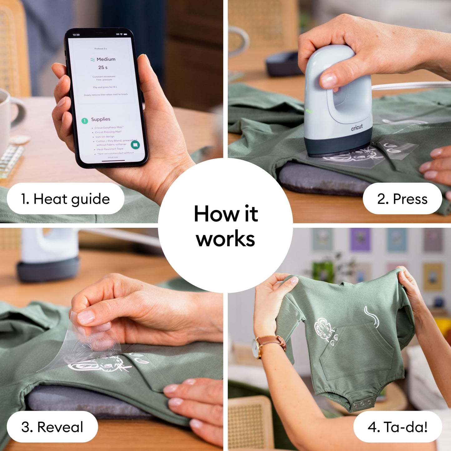Cricut EasyPress Mini™ LT - Mint Green - Mini Heat Press for Pressing Shoes, Baby Clothes, T-Shirts, & More - Easy to Use with a Single Setting - Precision Tip - Compact & Portable Mini Iron