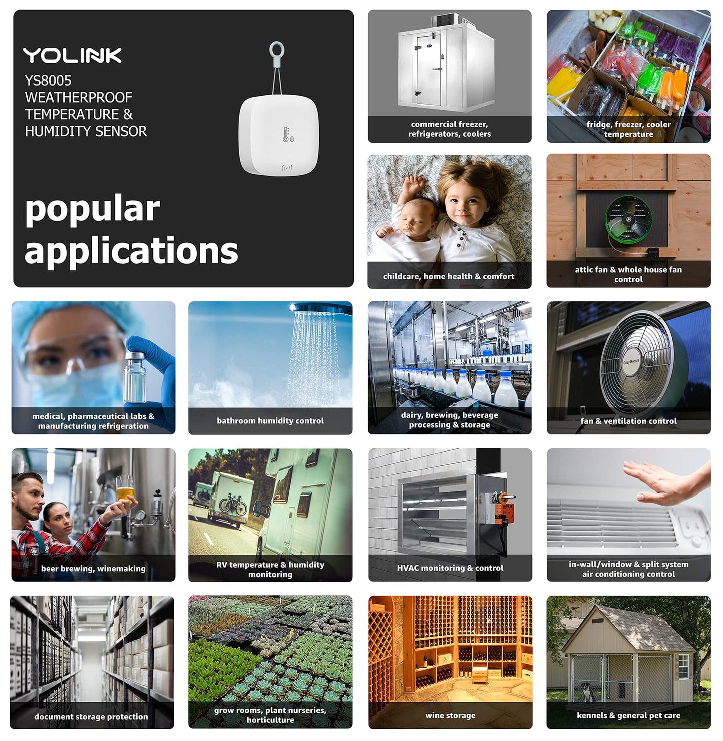 YoLink Smart Outdoor Temperature & Humidity Sensor, Hygrometer, Thermometer, 1000' Long Range, 2+ Years Battery Life, Remote Monitoring Alerts, Alexa, IFTTT Integration. Hub Required!