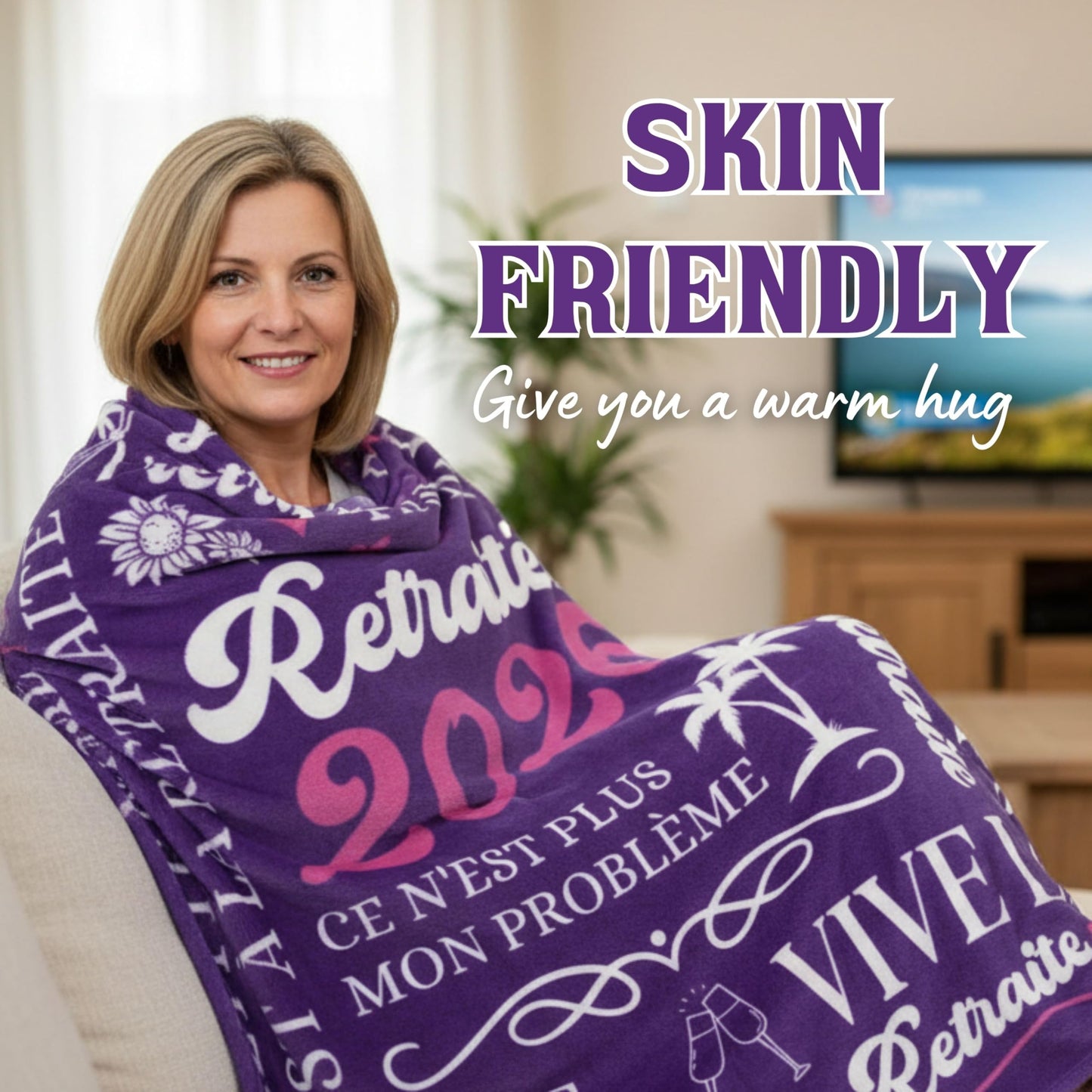 INNObeta Retirement Gifts for Women in French 2026, Unique Design Throw Blanket 127 * 165 cm
