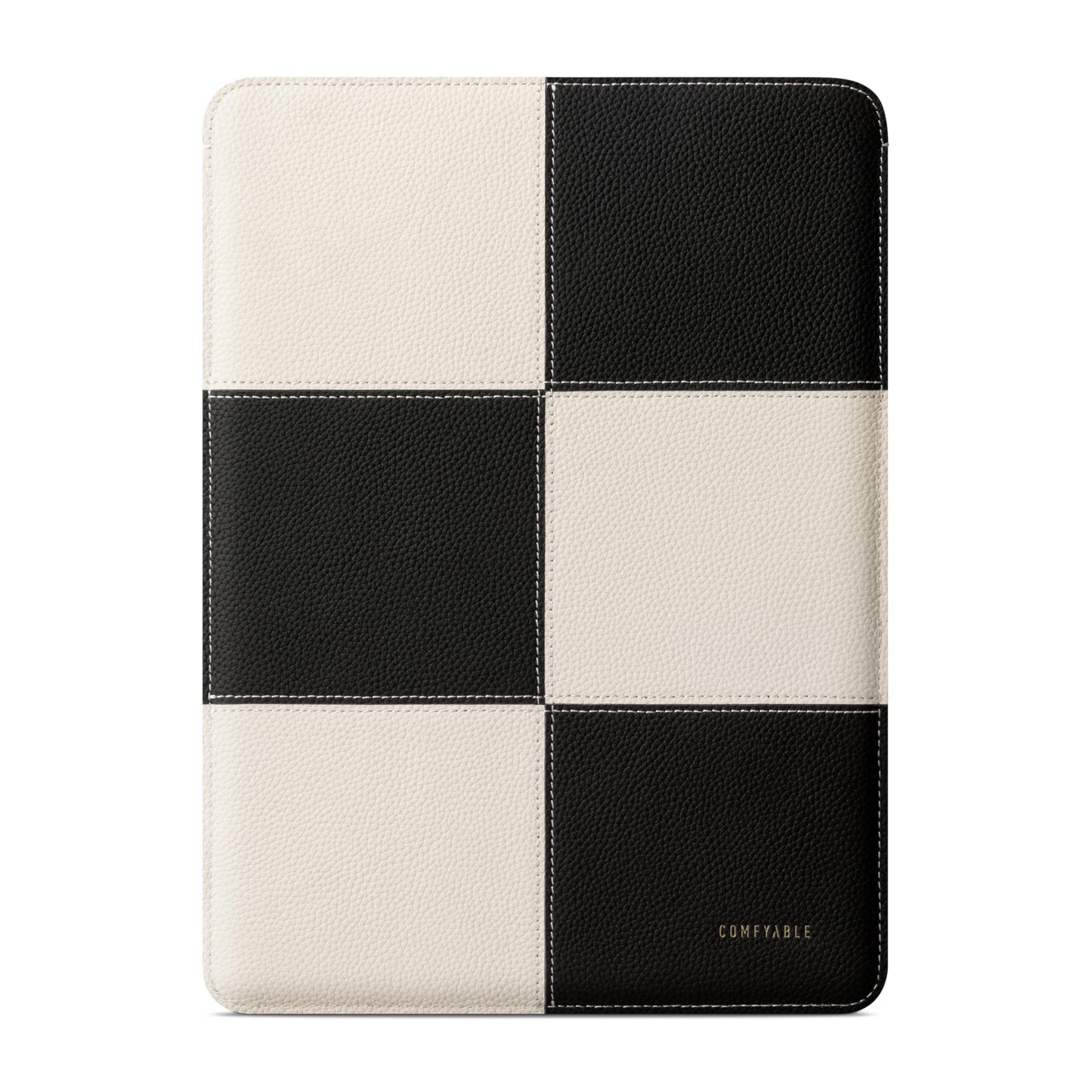 Comfyable Laptop Sleeve 13 Inch Precisely Compatible with MacBook Air M5 2026 & MacBook Pro M2 M1 2022, Genuine Leather Cover Case, Black & Cream