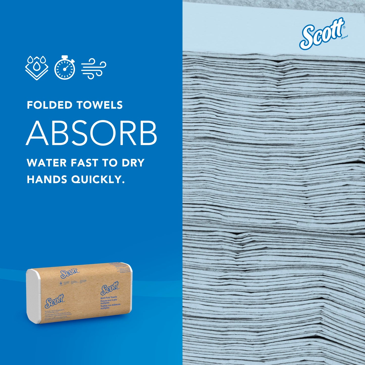 Scott Professional Universal Multifold Paper Towels, Bulk (03650), Absorbency Pockets, 9.2"x9.4", Compressed, Compact (250 Sheets/Pack, 12 Packs/Case, 3,000 Sheet Total)